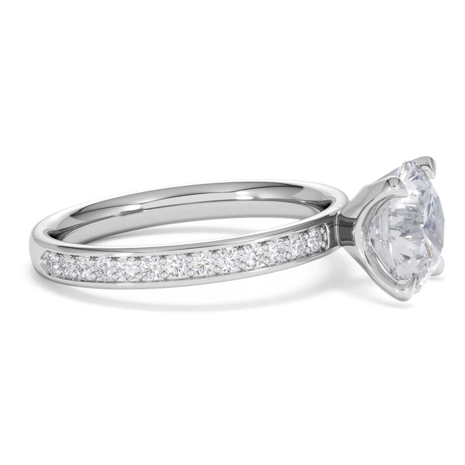 Origin 2.25ct Round Cut Lab Diamond Solitaire Engagement Ring with Side Stones in Platinum - Image 22