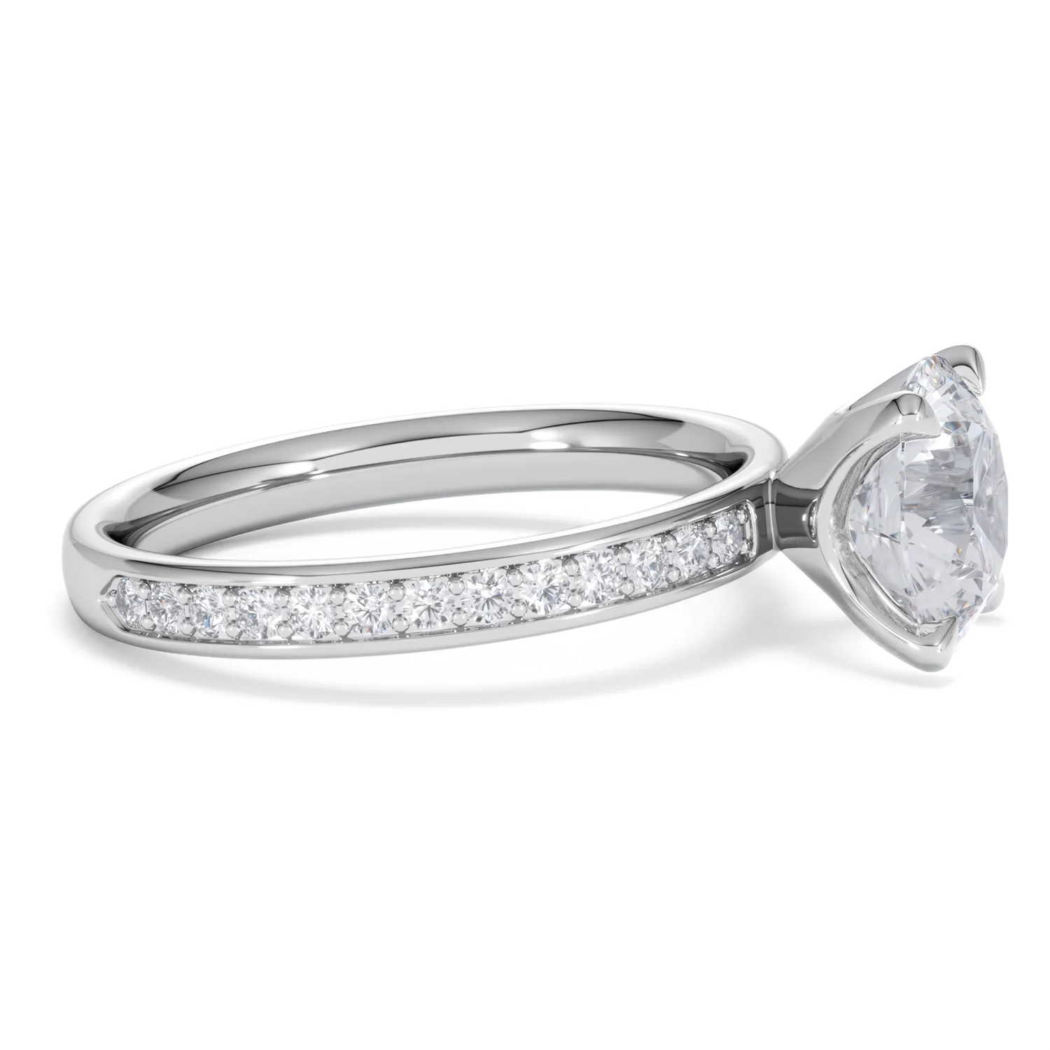 Origin 2.25ct Round Cut Lab Diamond Solitaire Engagement Ring with Side Stones in Platinum - Image 23