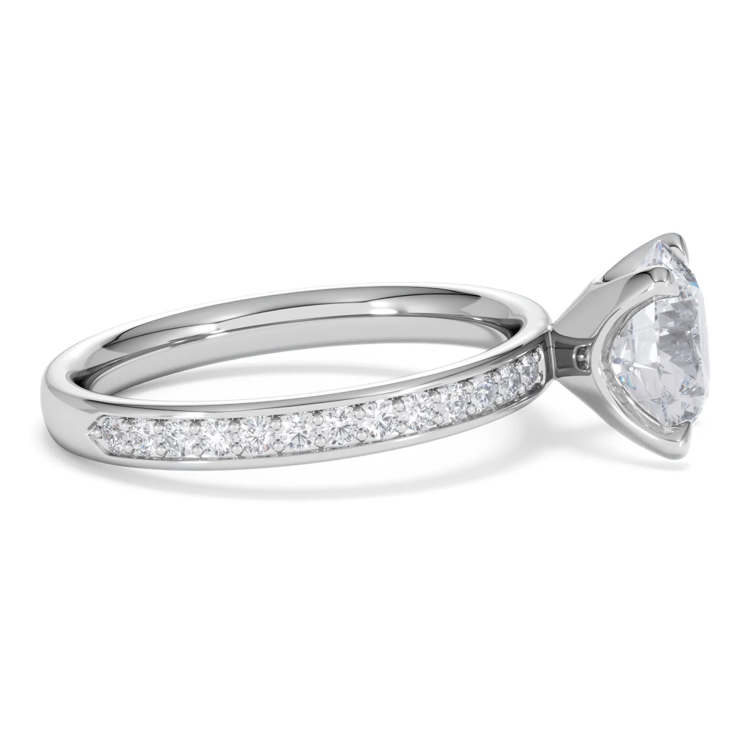 Origin 2.25ct Round Cut Lab Diamond Solitaire Engagement Ring with Side Stones in Platinum - Image 25