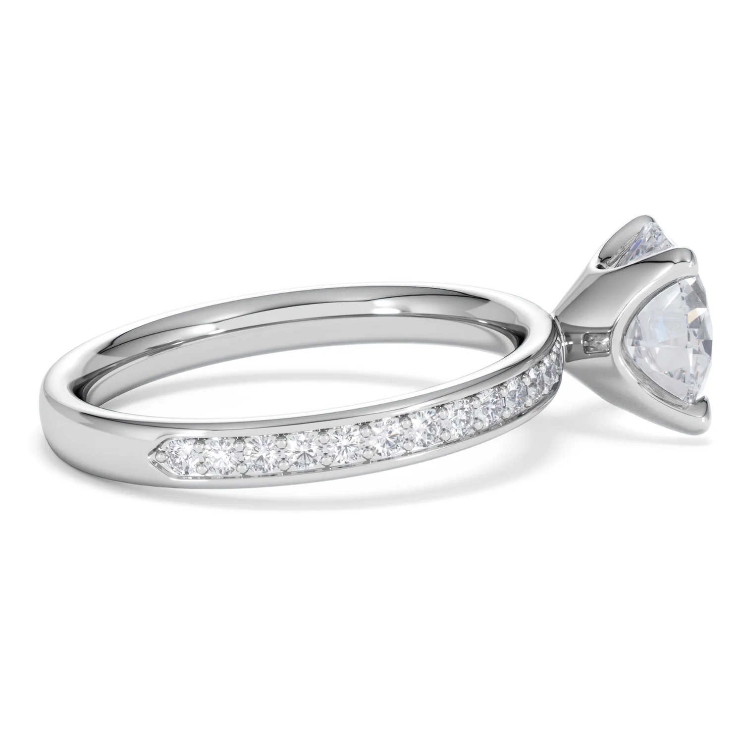 Origin 2.25ct Round Cut Lab Diamond Solitaire Engagement Ring with Side Stones in Platinum - Image 29