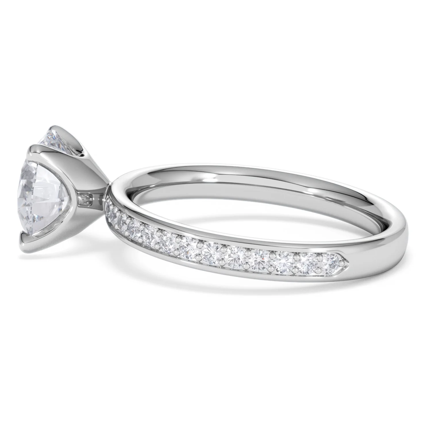 Origin 2.25ct Round Cut Lab Diamond Solitaire Engagement Ring with Side Stones in Platinum - Image 65