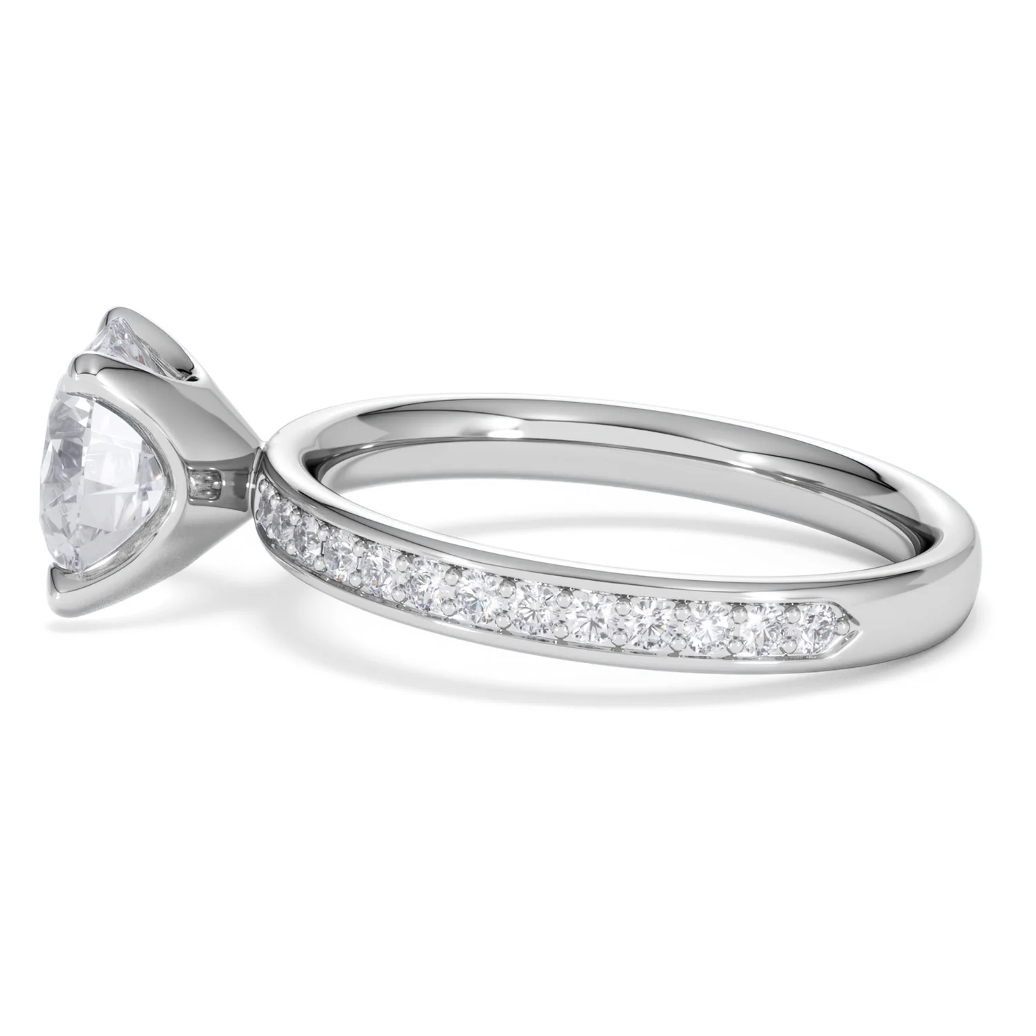 Origin 2.25ct Round Cut Lab Diamond Solitaire Engagement Ring with Side Stones in Platinum - Image 66