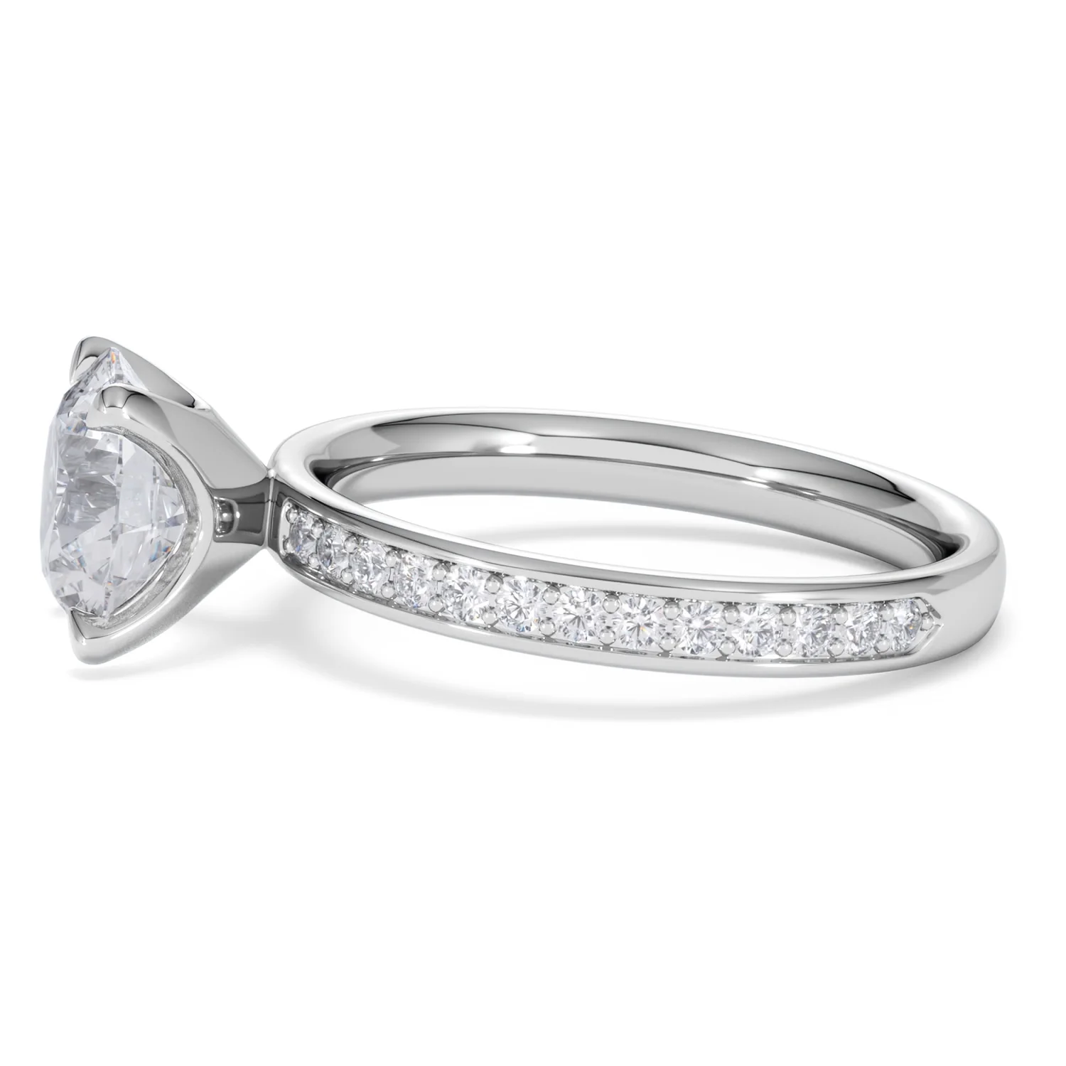 Origin 2.25ct Round Cut Lab Diamond Solitaire Engagement Ring with Side Stones in Platinum - Image 69