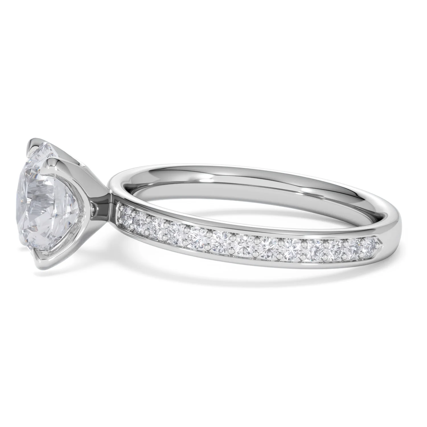 Origin 2.25ct Round Cut Lab Diamond Solitaire Engagement Ring with Side Stones in Platinum - Image 70