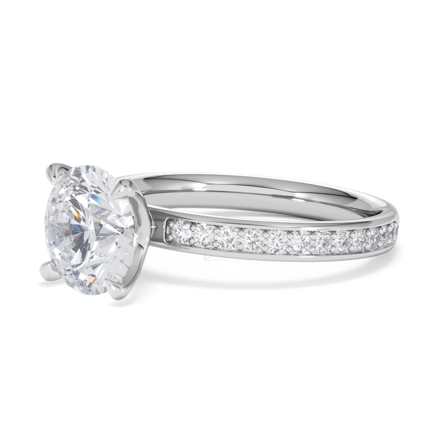 Origin 2.25ct Round Cut Lab Diamond Solitaire Engagement Ring with Side Stones in Platinum - Image 77