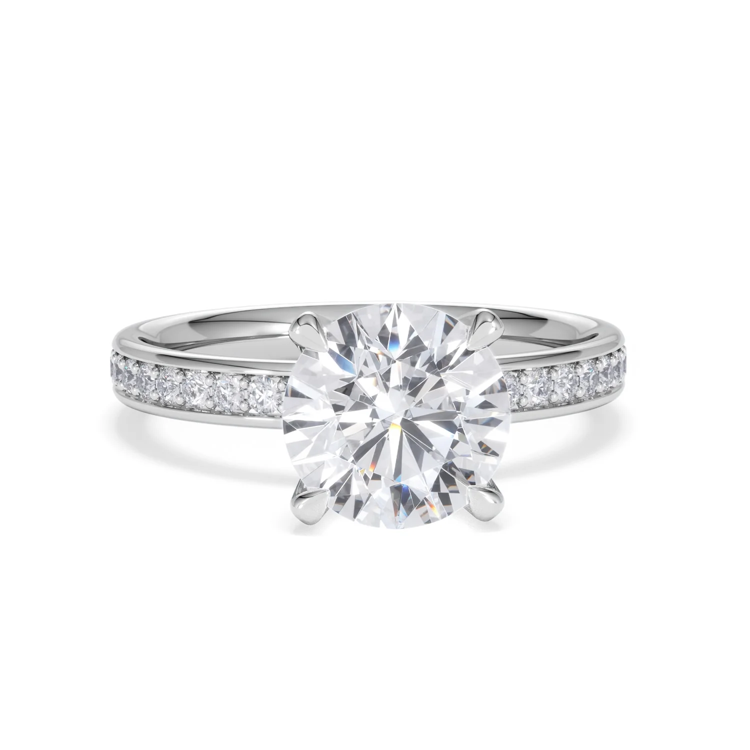 Origin 2.25ct Round Cut Lab Diamond Solitaire Engagement Ring with Side Stones in Platinum - Image 8
