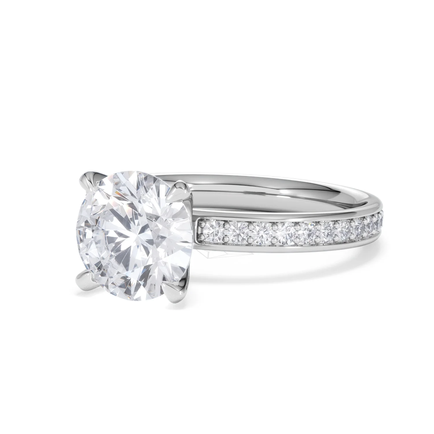 Origin 2.25ct Round Cut Lab Diamond Solitaire Engagement Ring with Side Stones in Platinum - Image 81