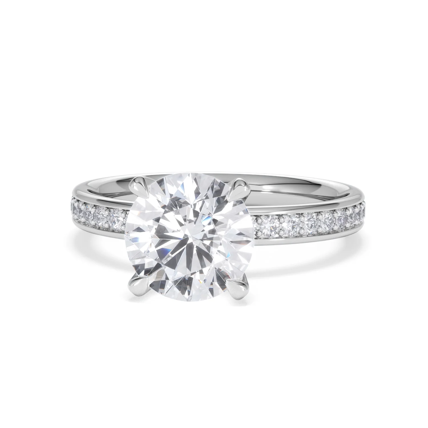 Origin 2.25ct Round Cut Lab Diamond Solitaire Engagement Ring with Side Stones in Platinum - Image 85
