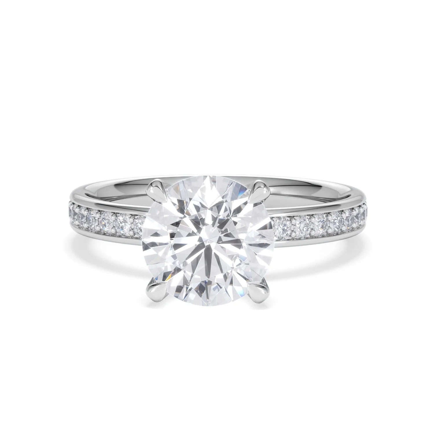 Origin 2.25ct Round Cut Lab Diamond Solitaire Engagement Ring with Side Stones in Platinum - Image 86
