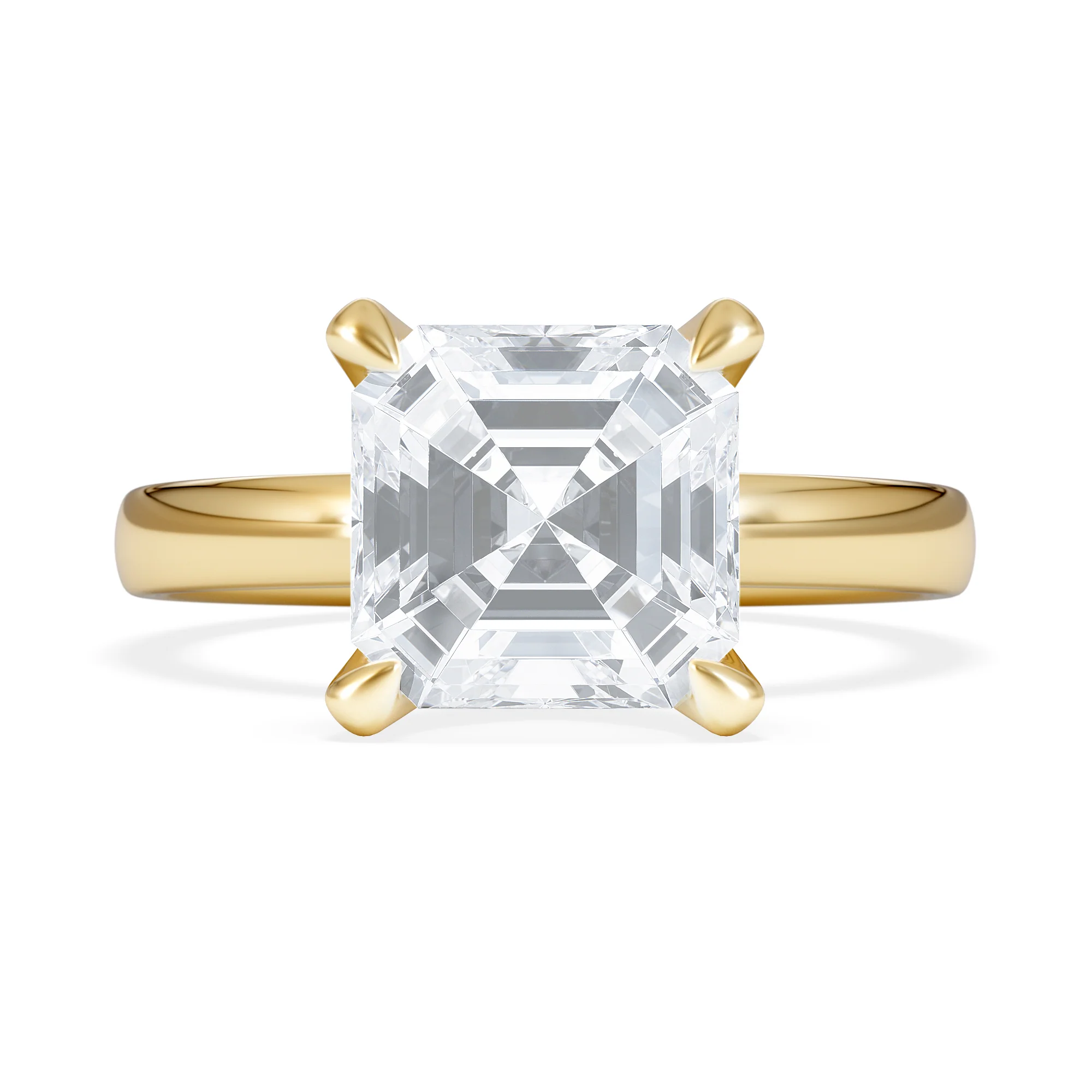 Origin 3.00ct Asscher Cut Lab Diamond Solitaire Engagement Ring in 18K Yellow Gold - Image 6