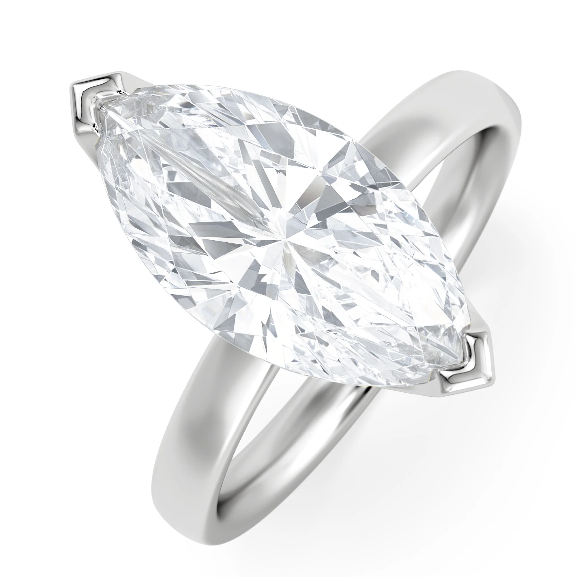 Origin 3.00ct Marquise Cut Lab Diamond Solitaire Engagement Ring in 18K White Gold