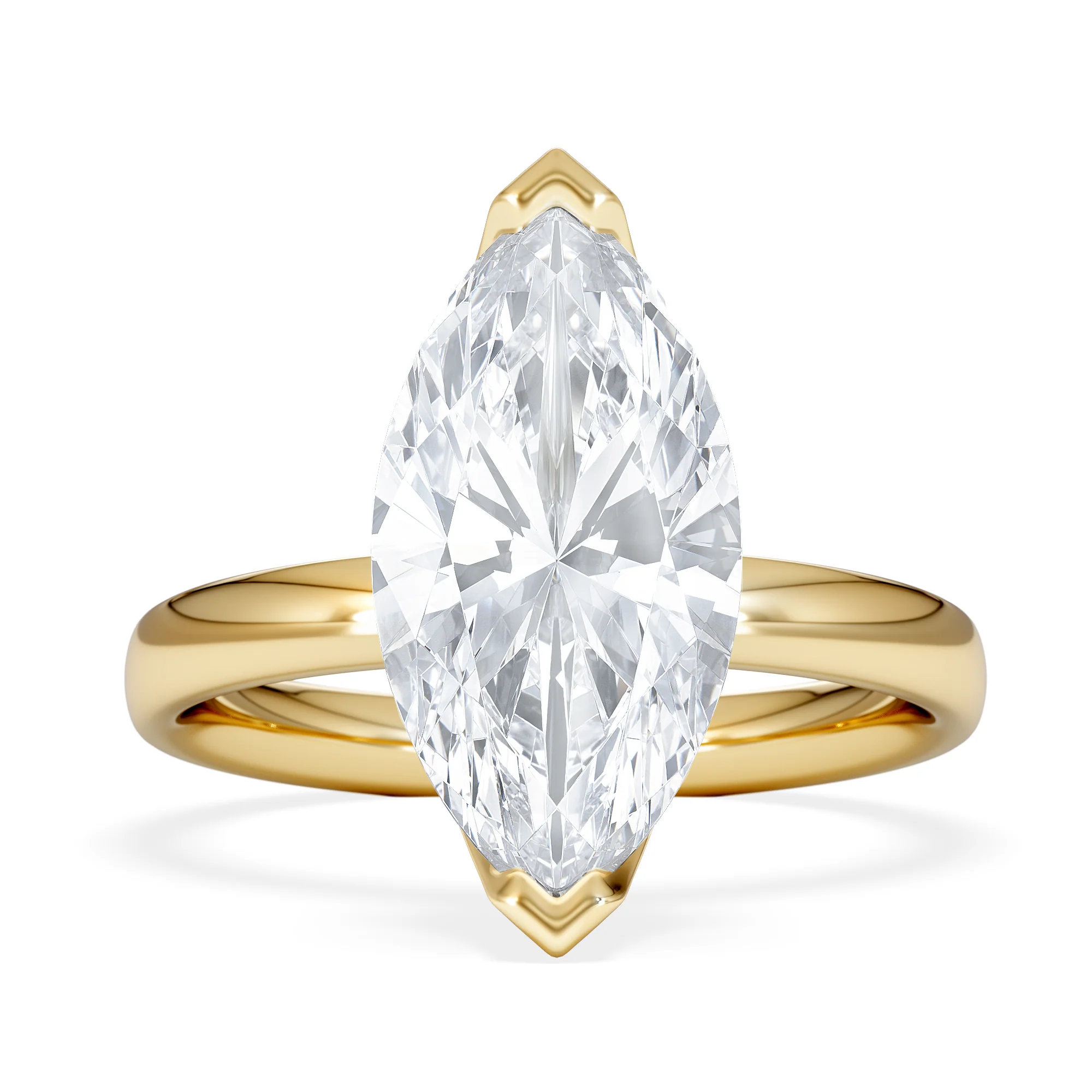 Origin 3.00ct Marquise Cut Lab Diamond Solitaire Engagement Ring in 18K Yellow Gold - Image 6