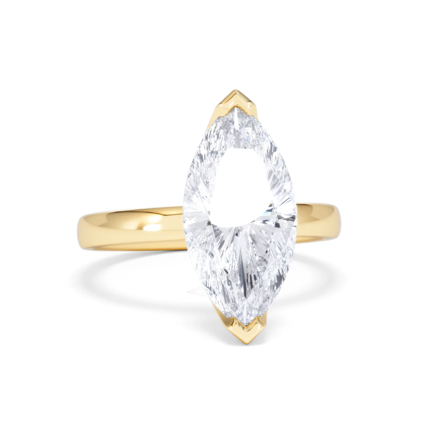 Origin 3.00ct Marquise Cut Lab Diamond Solitaire Engagement Ring in 18K Yellow Gold - Image 9