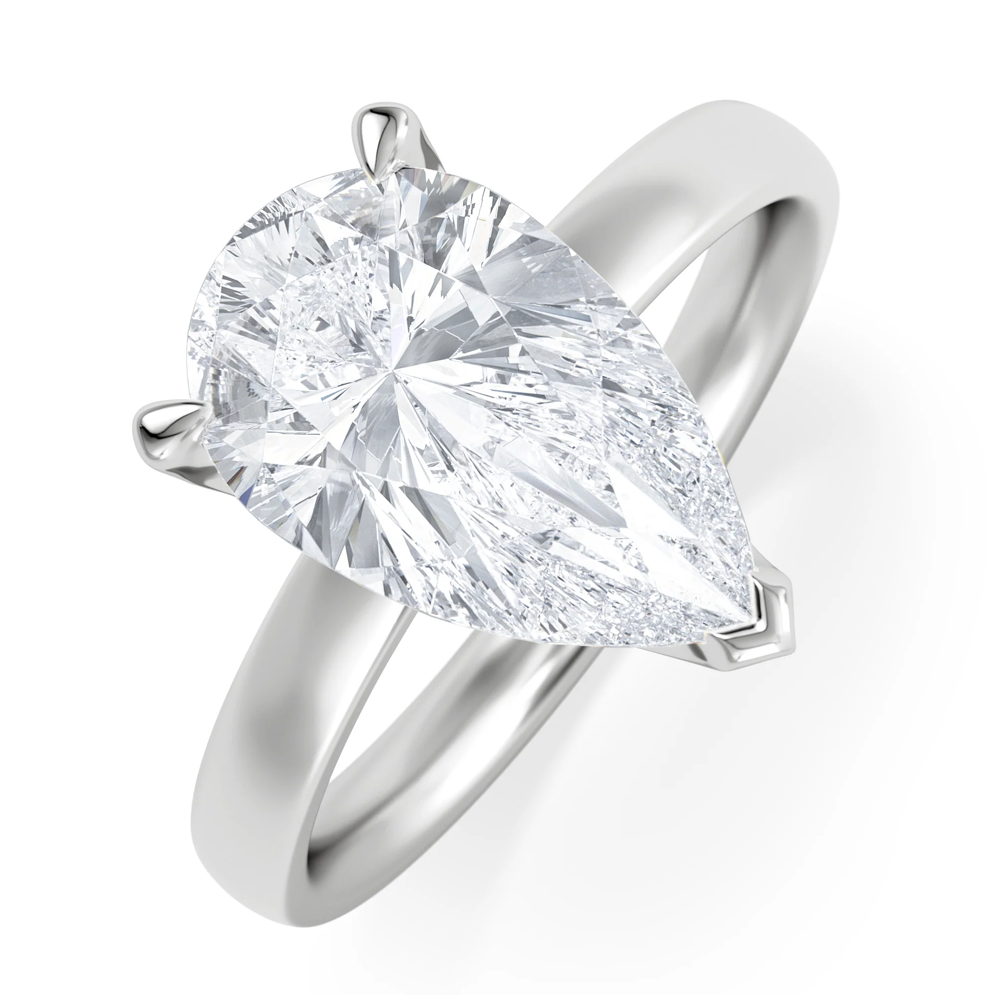 Origin 3.00ct Pear Cut Lab Diamond Solitaire Engagement Ring in 18K White Gold
