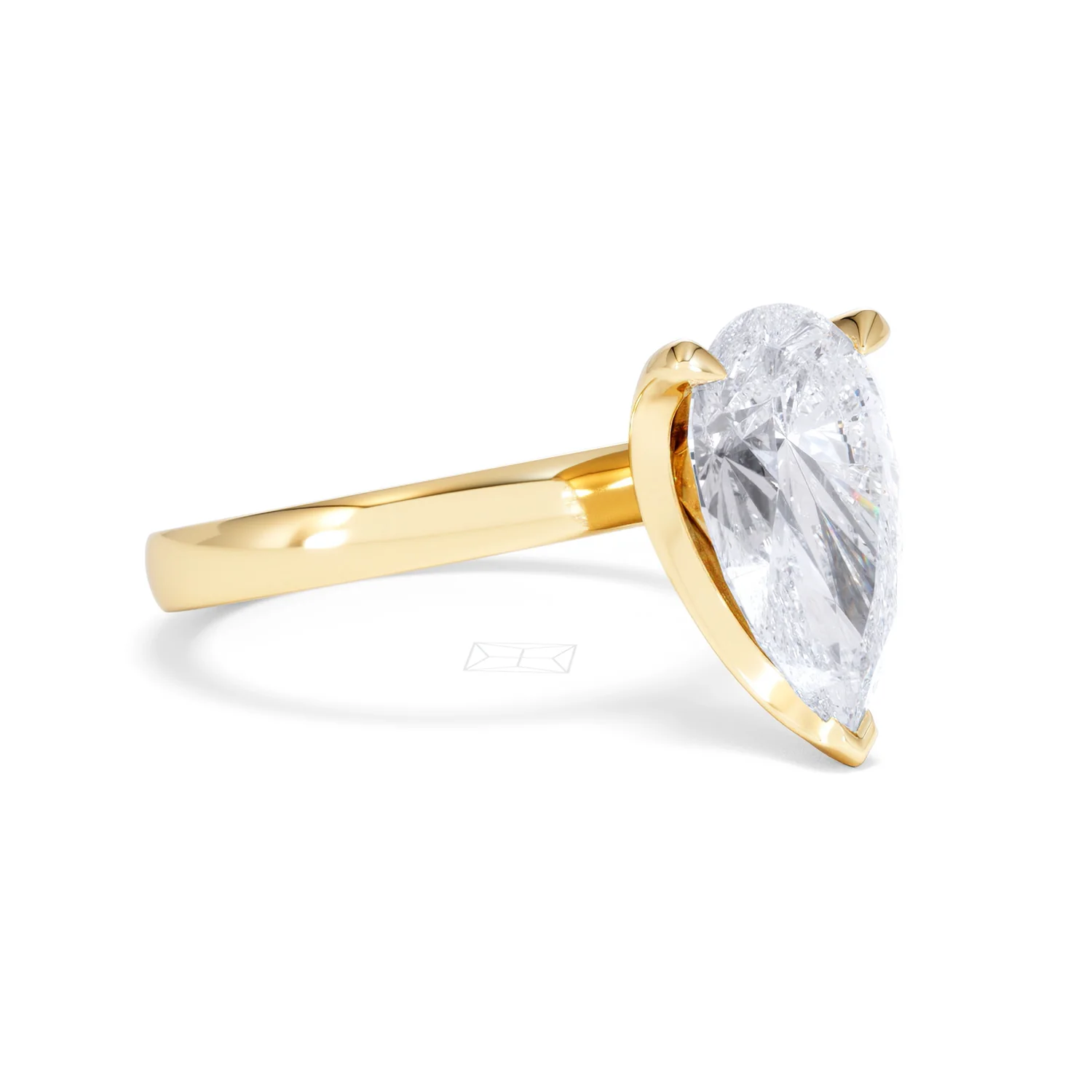 Origin 3.00ct Pear Cut Lab Diamond Solitaire Engagement Ring in 18K Yellow Gold - Image 16
