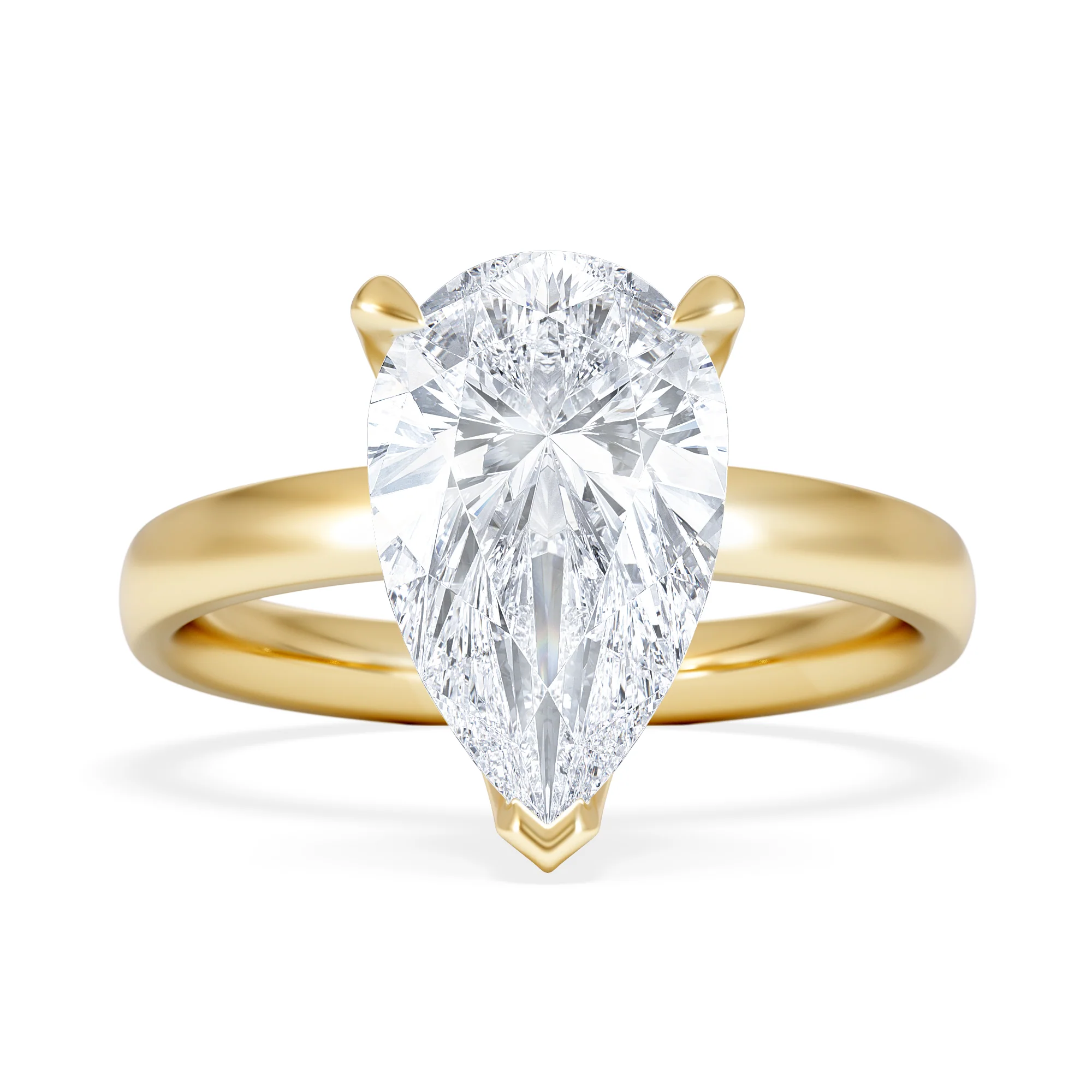 Origin 3.00ct Pear Cut Lab Diamond Solitaire Engagement Ring in 18K Yellow Gold - Image 6