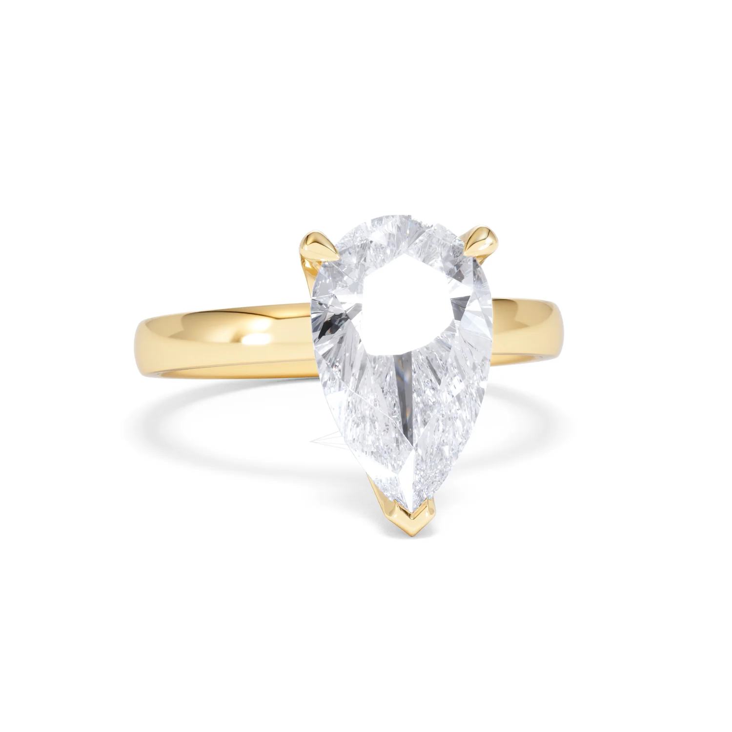 Origin 3.00ct Pear Cut Lab Diamond Solitaire Engagement Ring in 18K Yellow Gold - Image 9