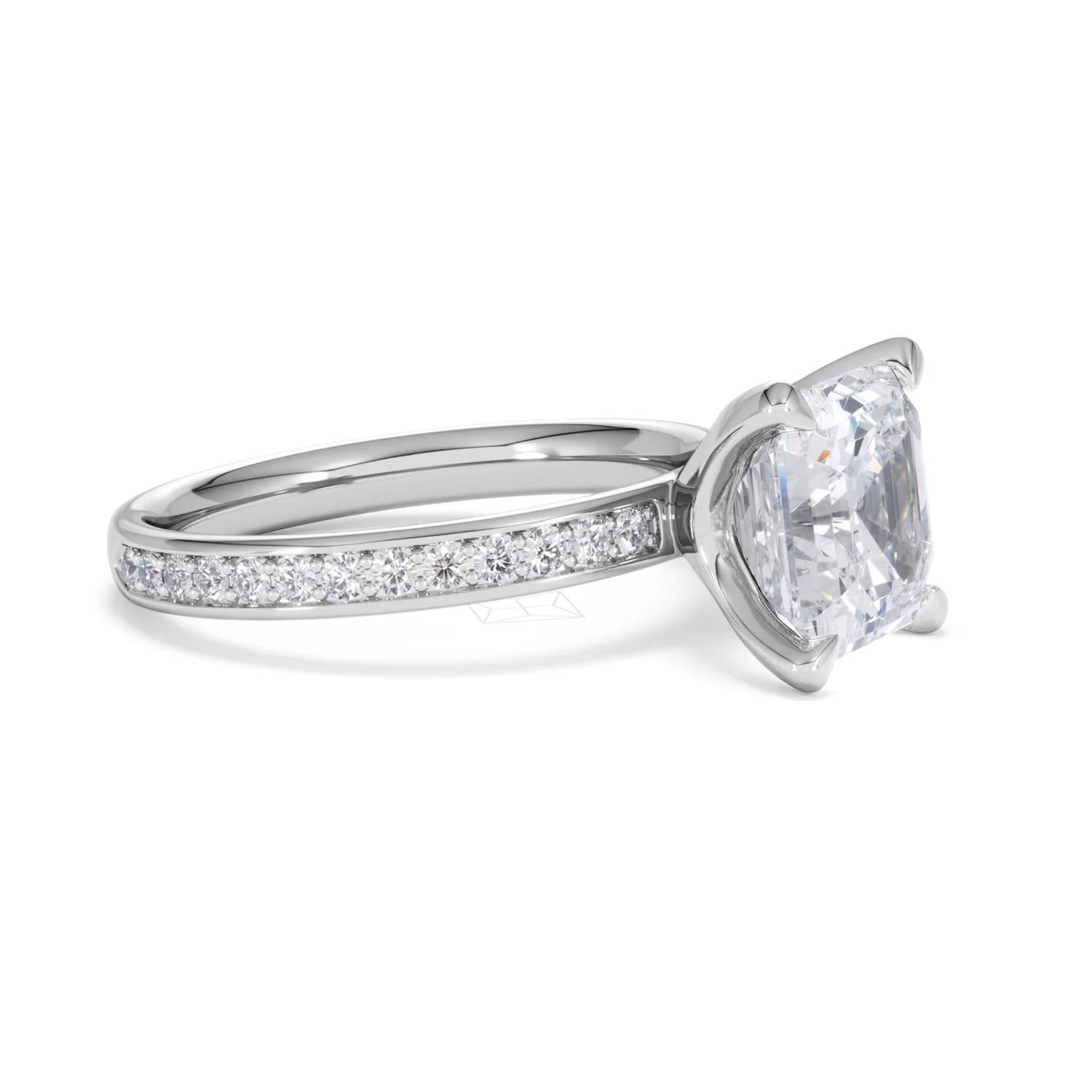 Origin 3.30ct Asscher Cut Lab Diamond Solitaire Engagement Ring with Side Stones in 18K White Gold - Image 20