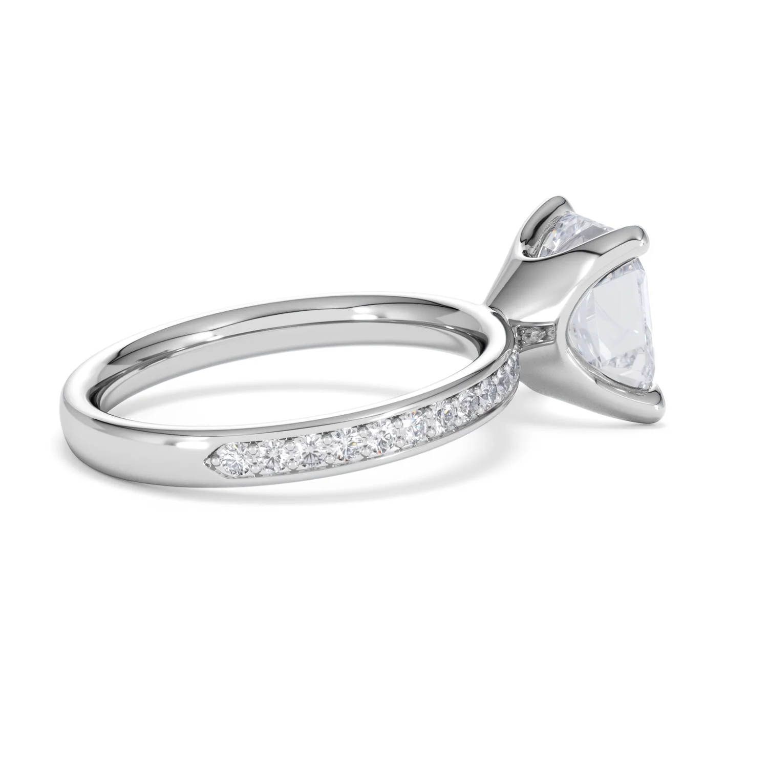 Origin 3.30ct Asscher Cut Lab Diamond Solitaire Engagement Ring with Side Stones in 18K White Gold - Image 32