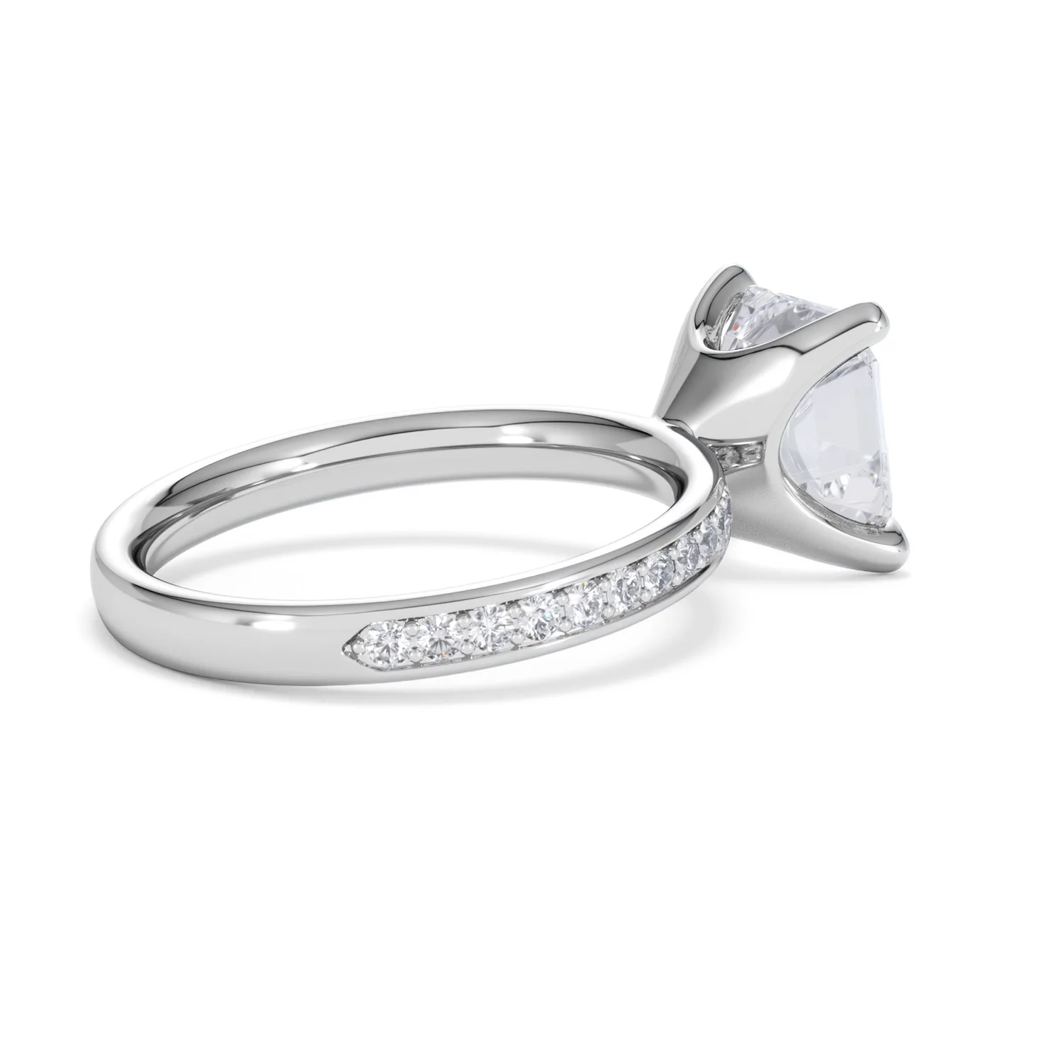 Origin 3.30ct Asscher Cut Lab Diamond Solitaire Engagement Ring with Side Stones in 18K White Gold - Image 34
