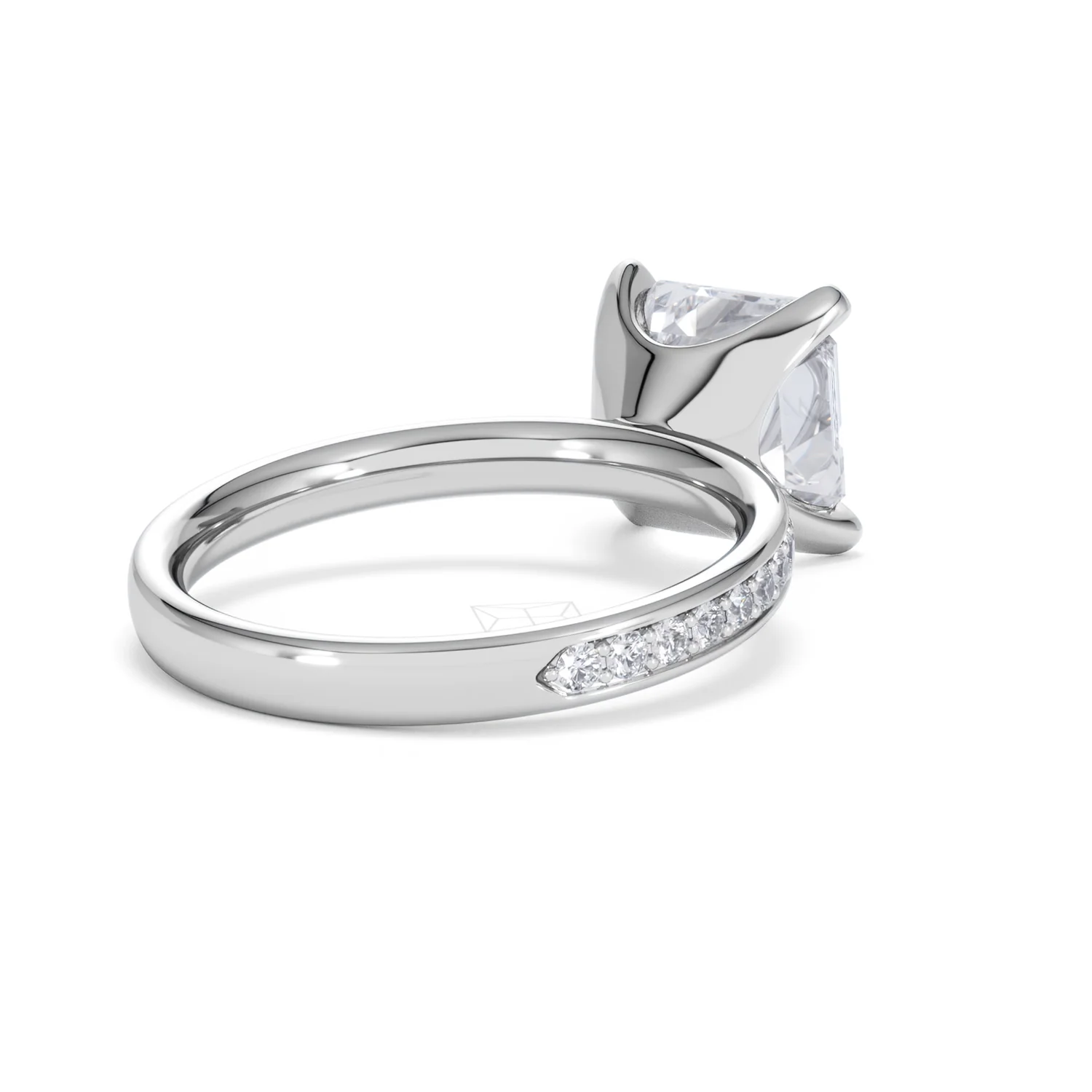 Origin 3.30ct Asscher Cut Lab Diamond Solitaire Engagement Ring with Side Stones in 18K White Gold - Image 39