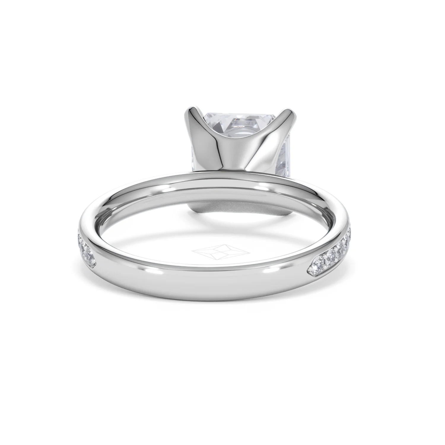 Origin 3.30ct Asscher Cut Lab Diamond Solitaire Engagement Ring with Side Stones in 18K White Gold - Image 45