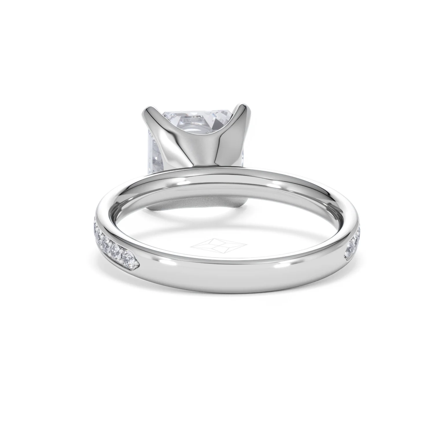 Origin 3.30ct Asscher Cut Lab Diamond Solitaire Engagement Ring with Side Stones in 18K White Gold - Image 49