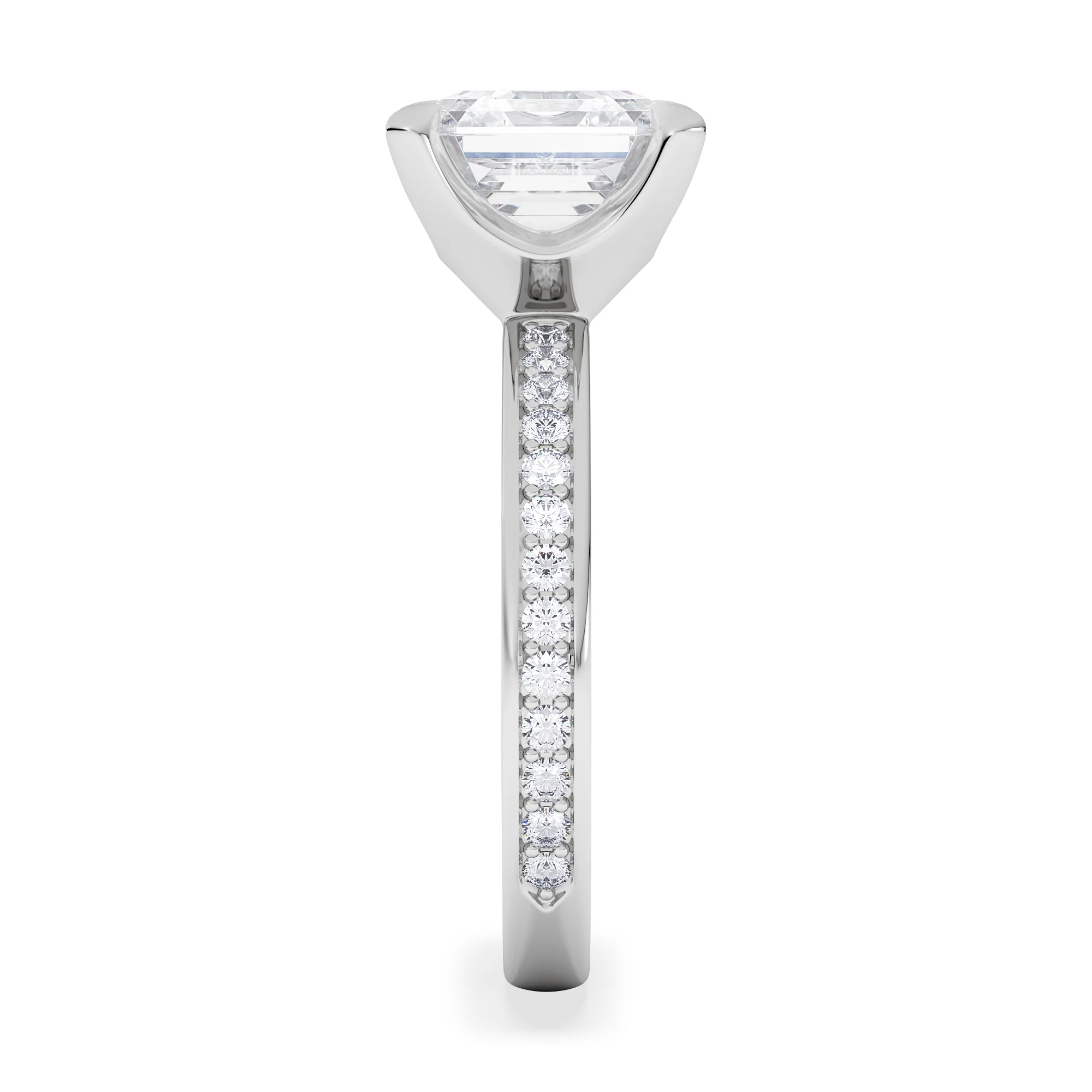 Origin 3.30ct Asscher Cut Lab Diamond Solitaire Engagement Ring with Side Stones in 18K White Gold - Image 5