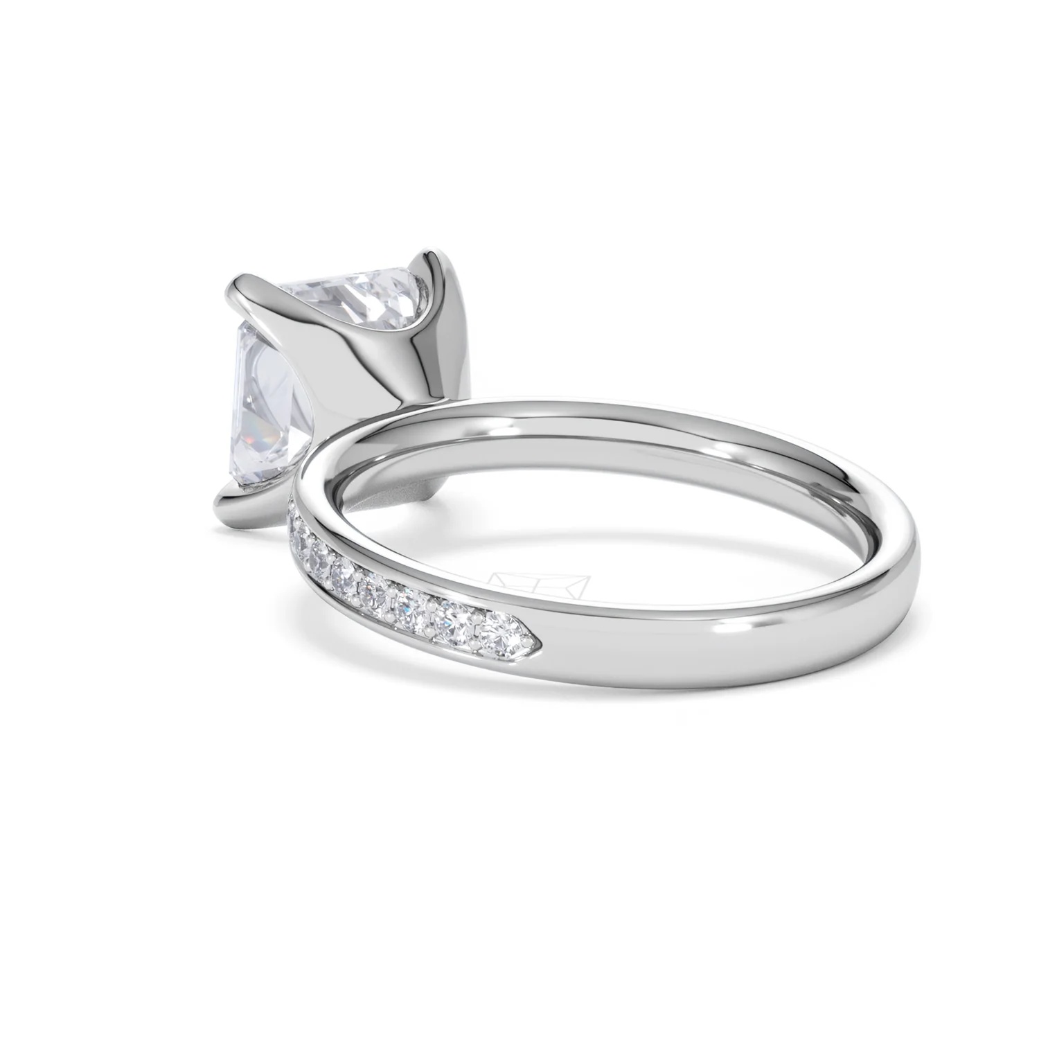 Origin 3.30ct Asscher Cut Lab Diamond Solitaire Engagement Ring with Side Stones in 18K White Gold - Image 55