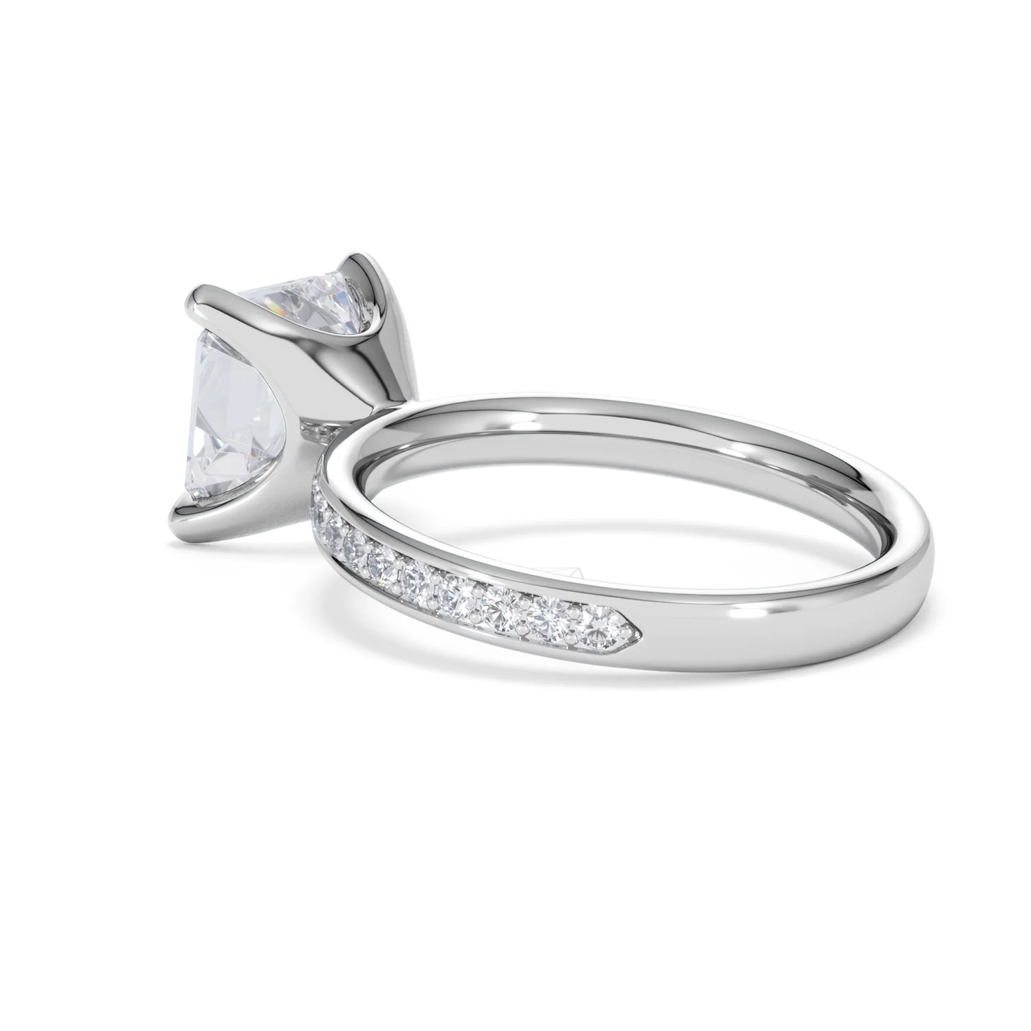 Origin 3.30ct Asscher Cut Lab Diamond Solitaire Engagement Ring with Side Stones in 18K White Gold - Image 58