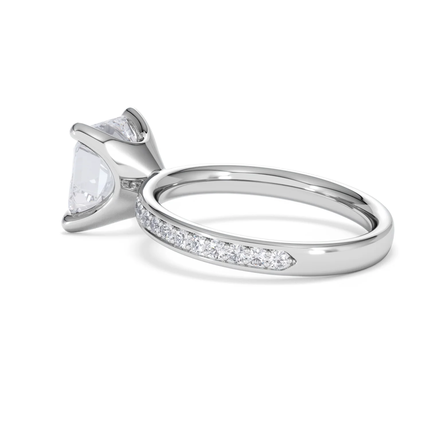 Origin 3.30ct Asscher Cut Lab Diamond Solitaire Engagement Ring with Side Stones in 18K White Gold - Image 60