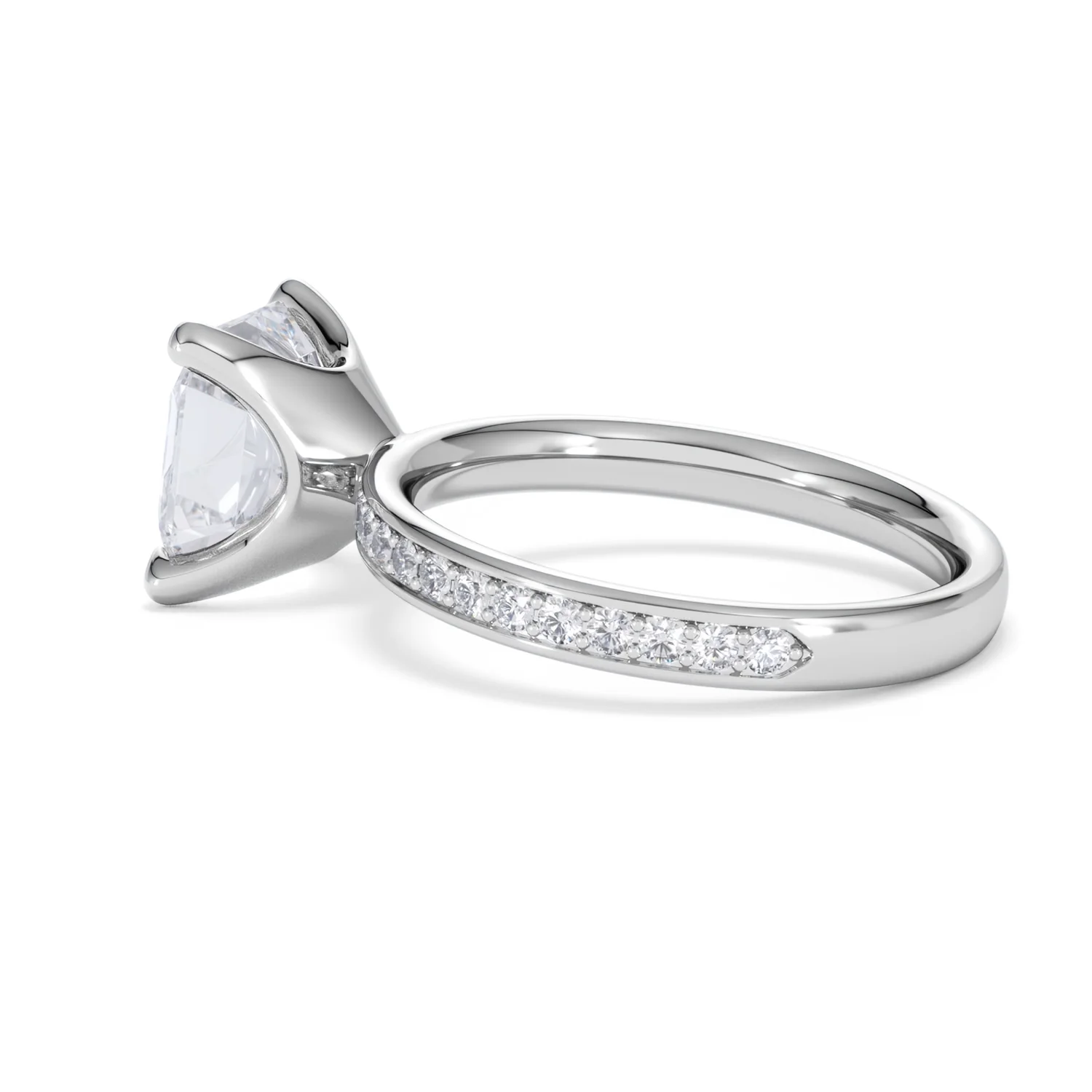 Origin 3.30ct Asscher Cut Lab Diamond Solitaire Engagement Ring with Side Stones in 18K White Gold - Image 62