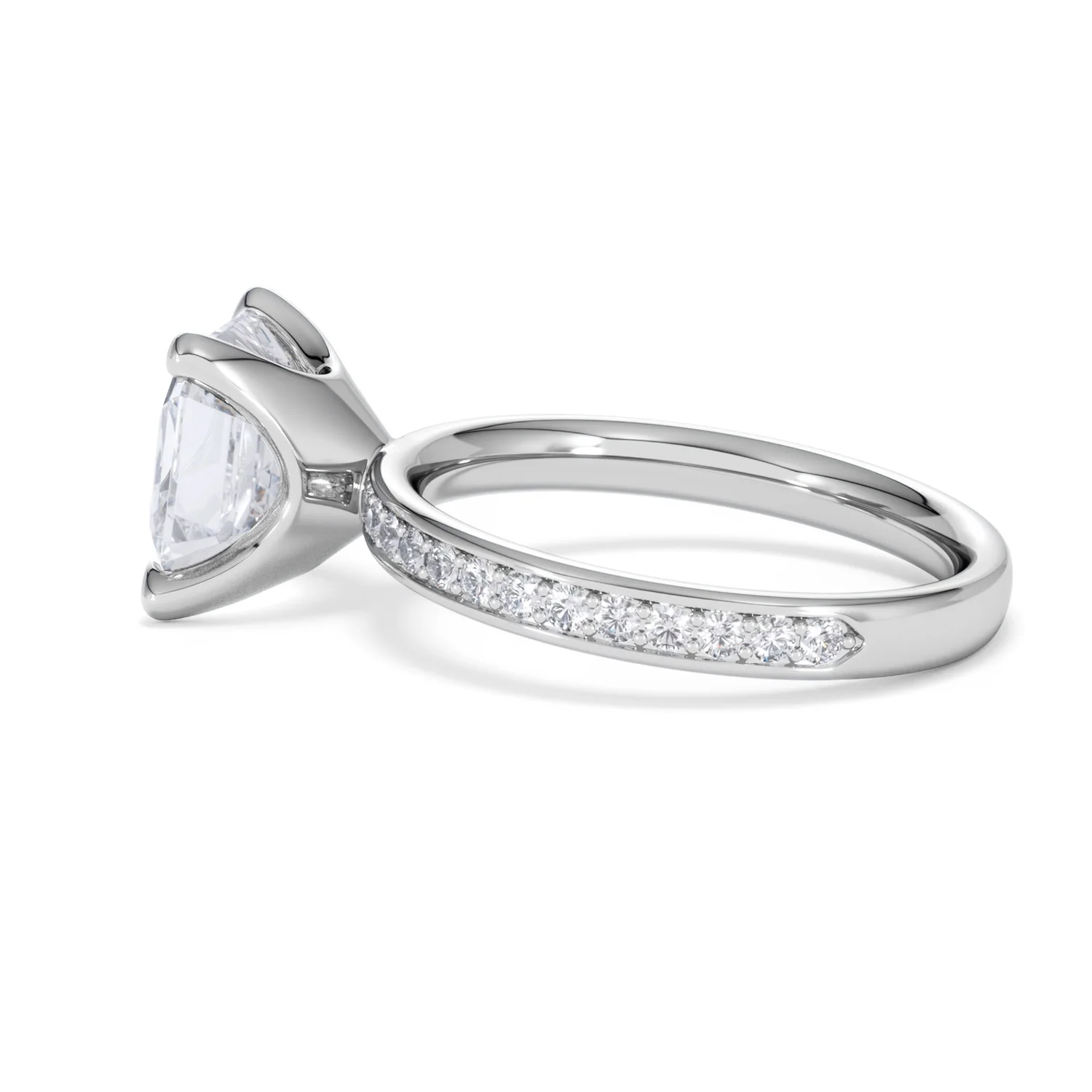 Origin 3.30ct Asscher Cut Lab Diamond Solitaire Engagement Ring with Side Stones in 18K White Gold - Image 64