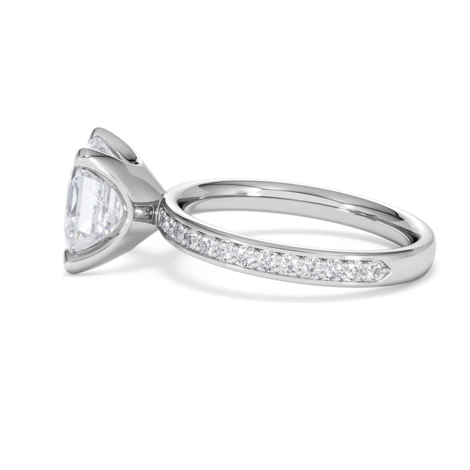 Origin 3.30ct Asscher Cut Lab Diamond Solitaire Engagement Ring with Side Stones in 18K White Gold - Image 66
