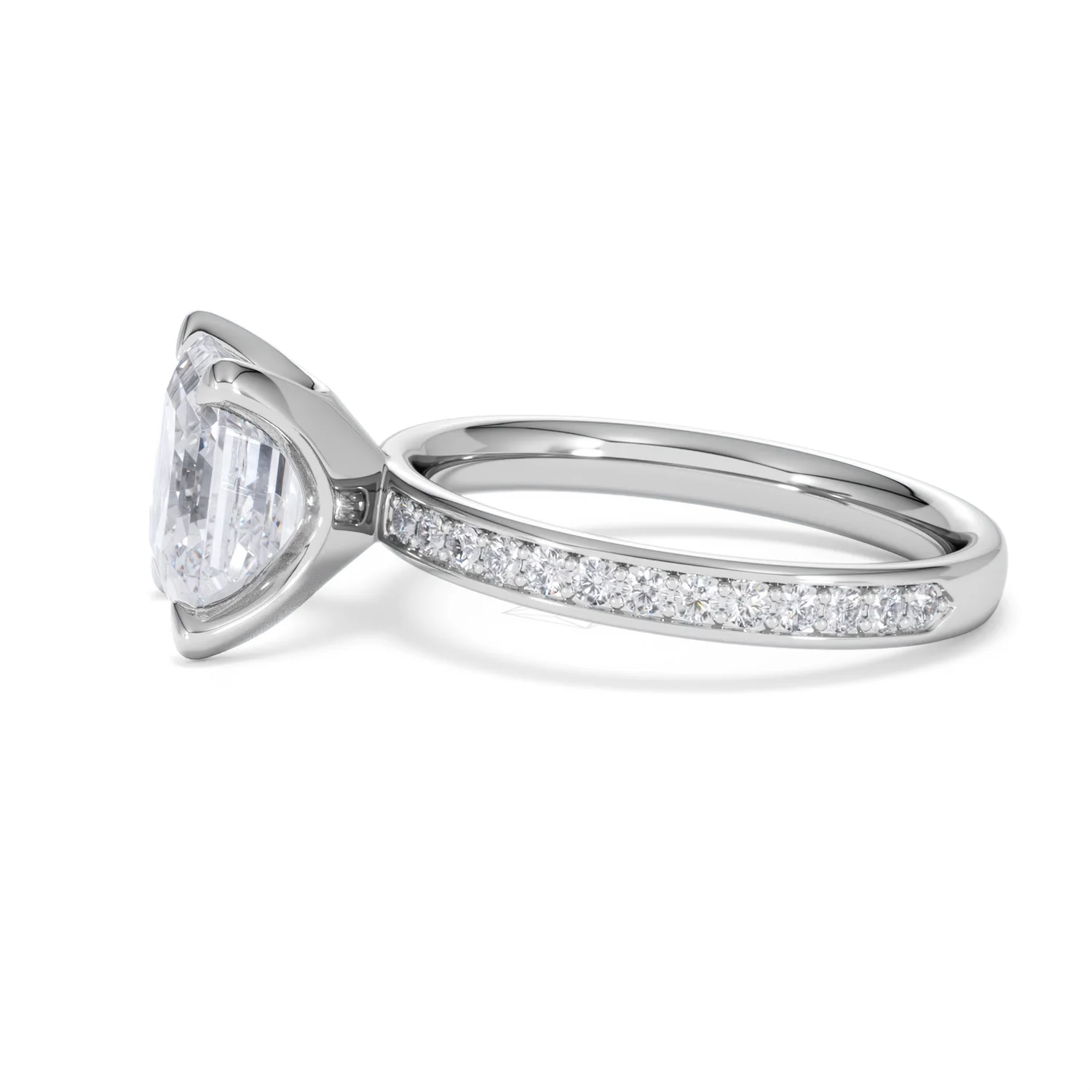 Origin 3.30ct Asscher Cut Lab Diamond Solitaire Engagement Ring with Side Stones in 18K White Gold - Image 69