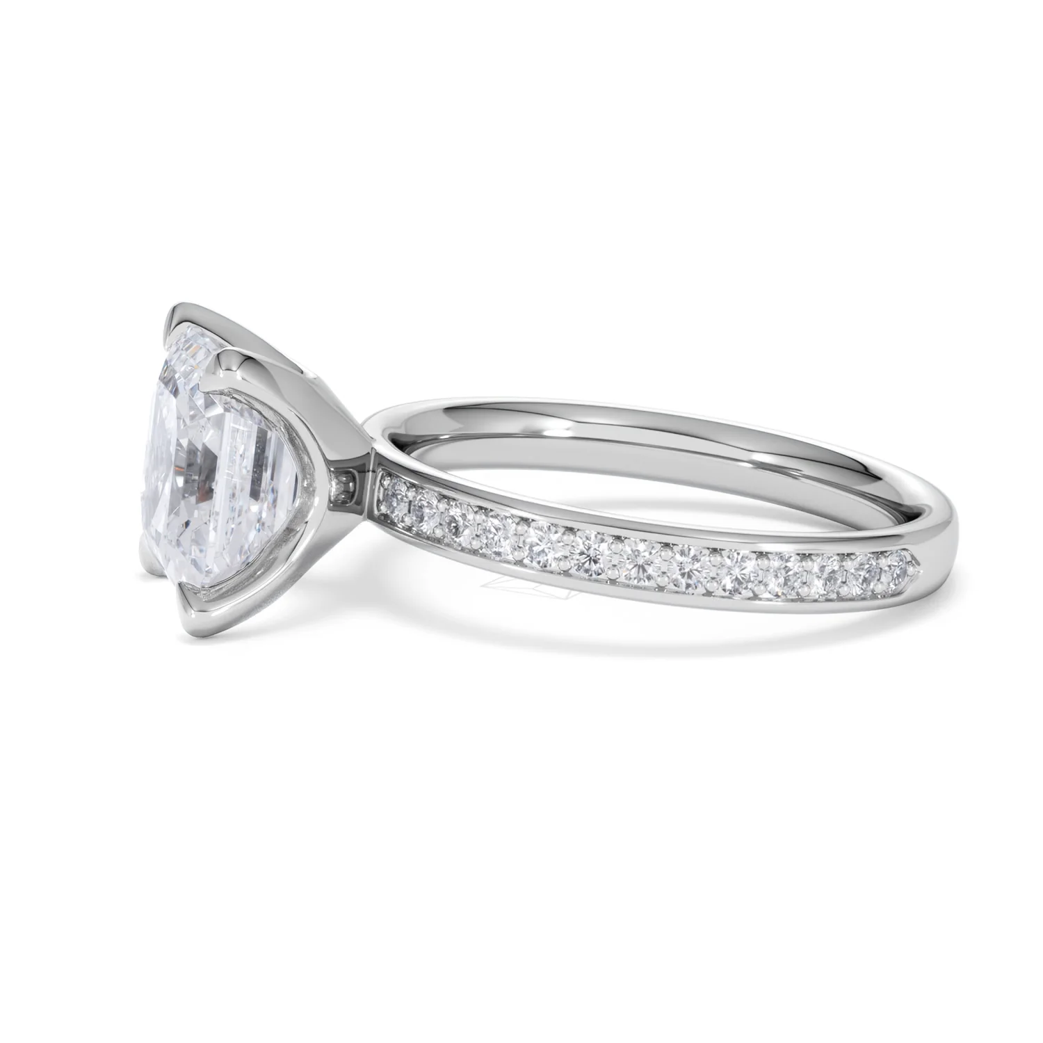 Origin 3.30ct Asscher Cut Lab Diamond Solitaire Engagement Ring with Side Stones in 18K White Gold - Image 70