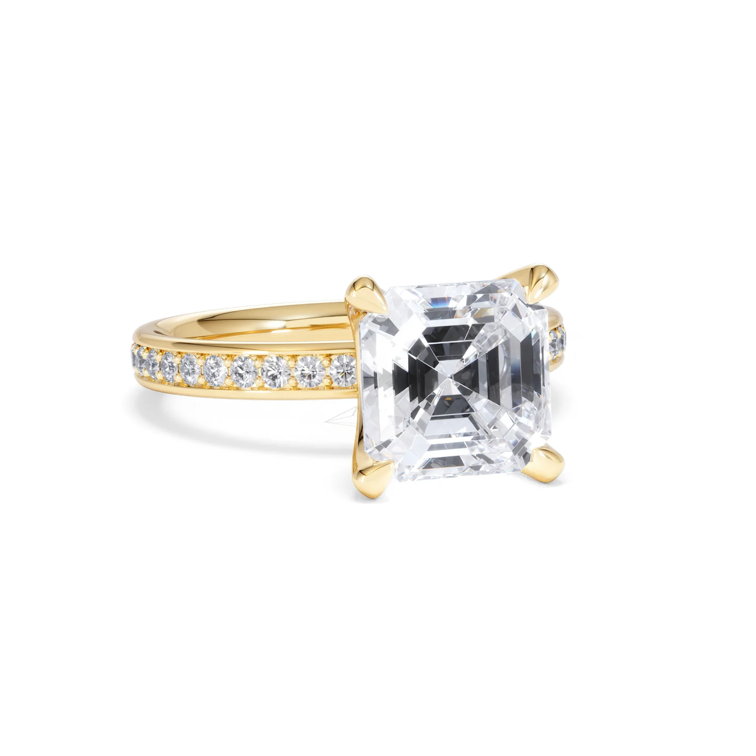 Origin 3.30ct Asscher Cut Lab Diamond Solitaire Engagement Ring with Side Stones in 18K Yellow Gold - Image 11