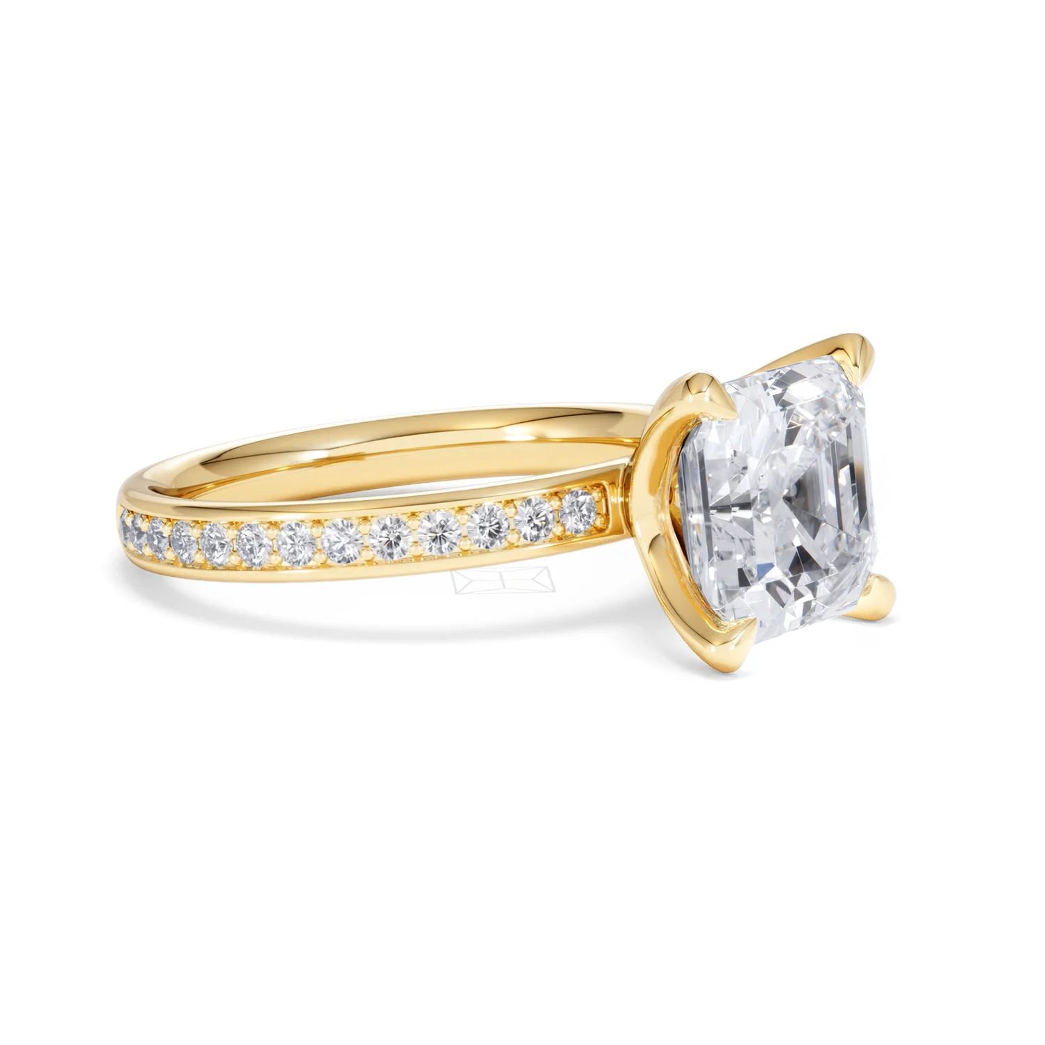 Origin 3.30ct Asscher Cut Lab Diamond Solitaire Engagement Ring with Side Stones in 18K Yellow Gold - Image 18
