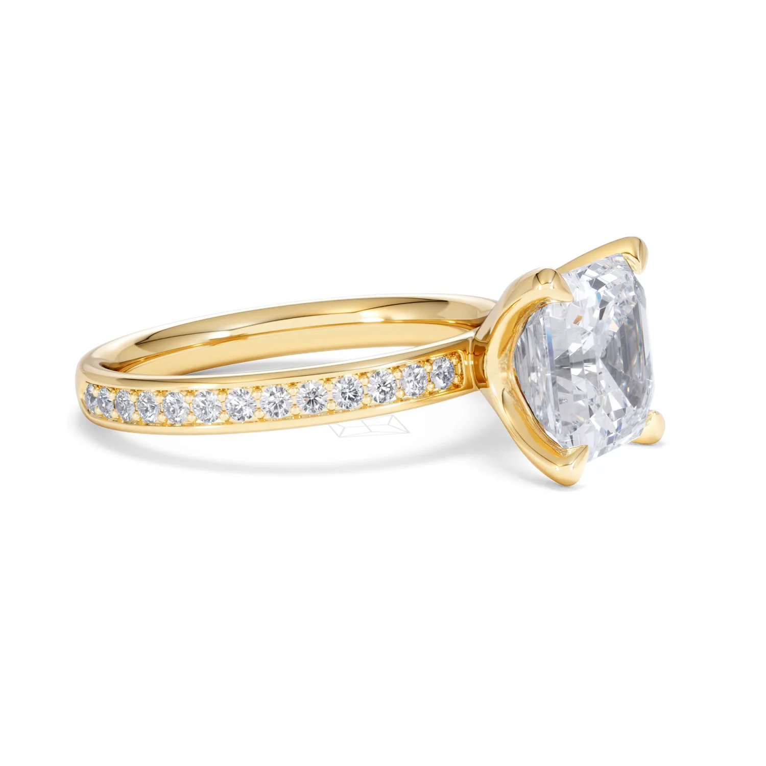 Origin 3.30ct Asscher Cut Lab Diamond Solitaire Engagement Ring with Side Stones in 18K Yellow Gold - Image 20