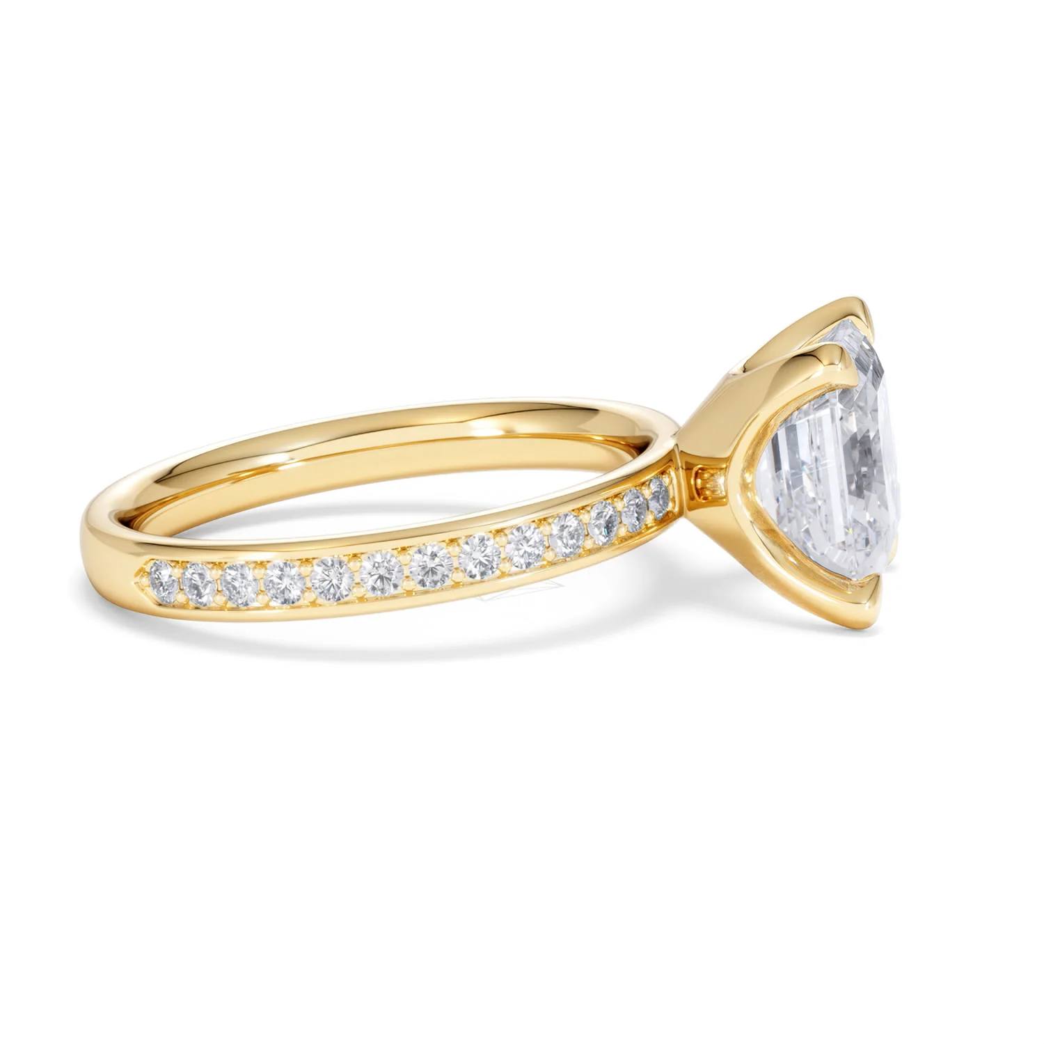 Origin 3.30ct Asscher Cut Lab Diamond Solitaire Engagement Ring with Side Stones in 18K Yellow Gold - Image 25