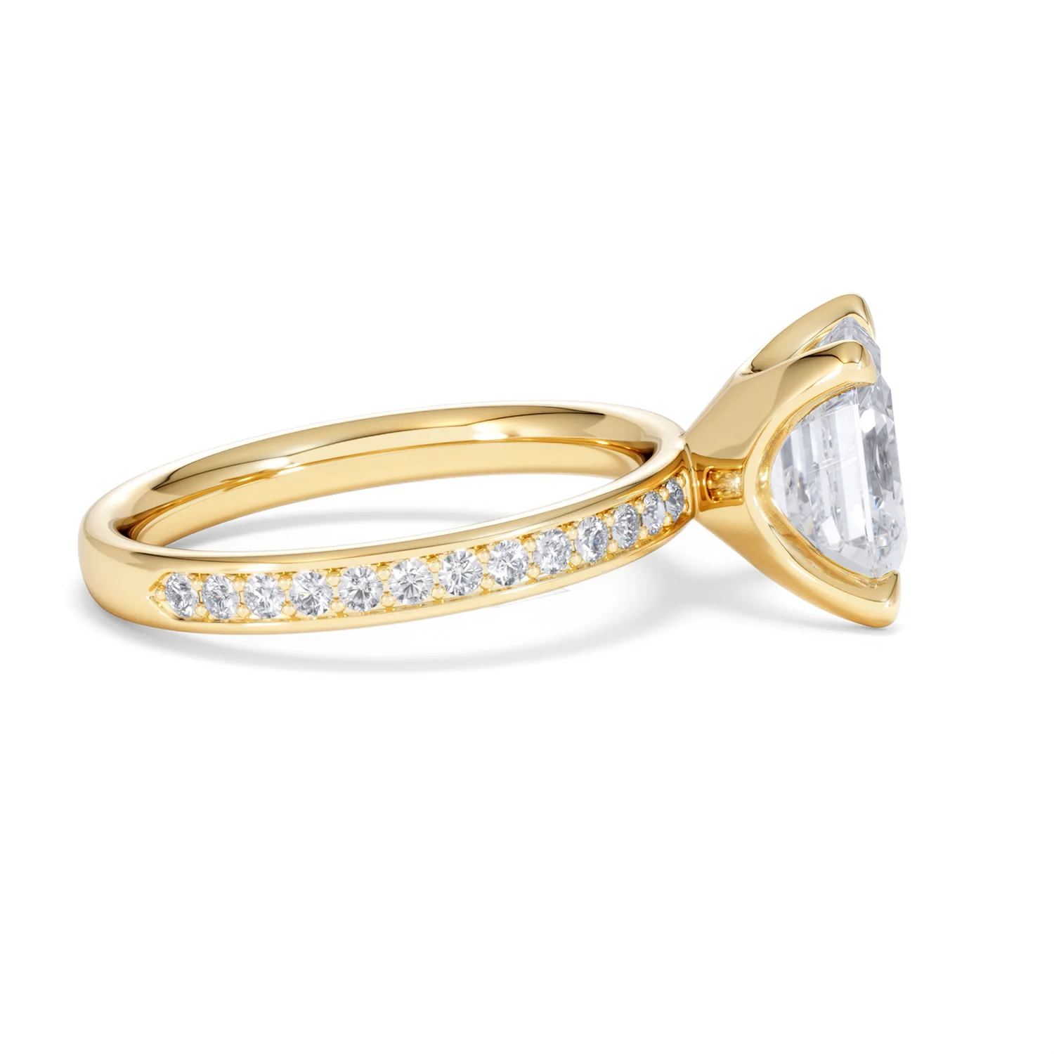 Origin 3.30ct Asscher Cut Lab Diamond Solitaire Engagement Ring with Side Stones in 18K Yellow Gold - Image 26