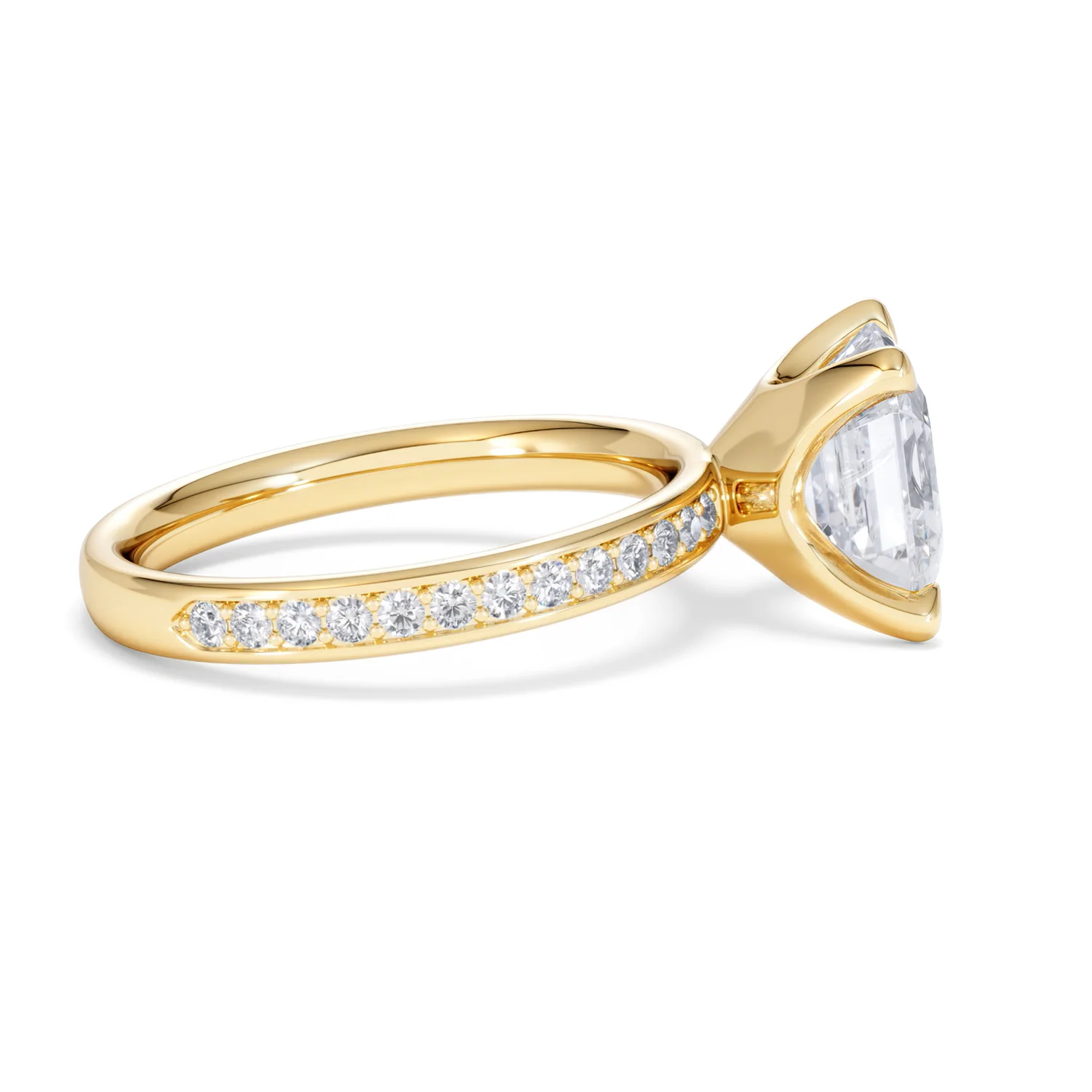 Origin 3.30ct Asscher Cut Lab Diamond Solitaire Engagement Ring with Side Stones in 18K Yellow Gold - Image 27