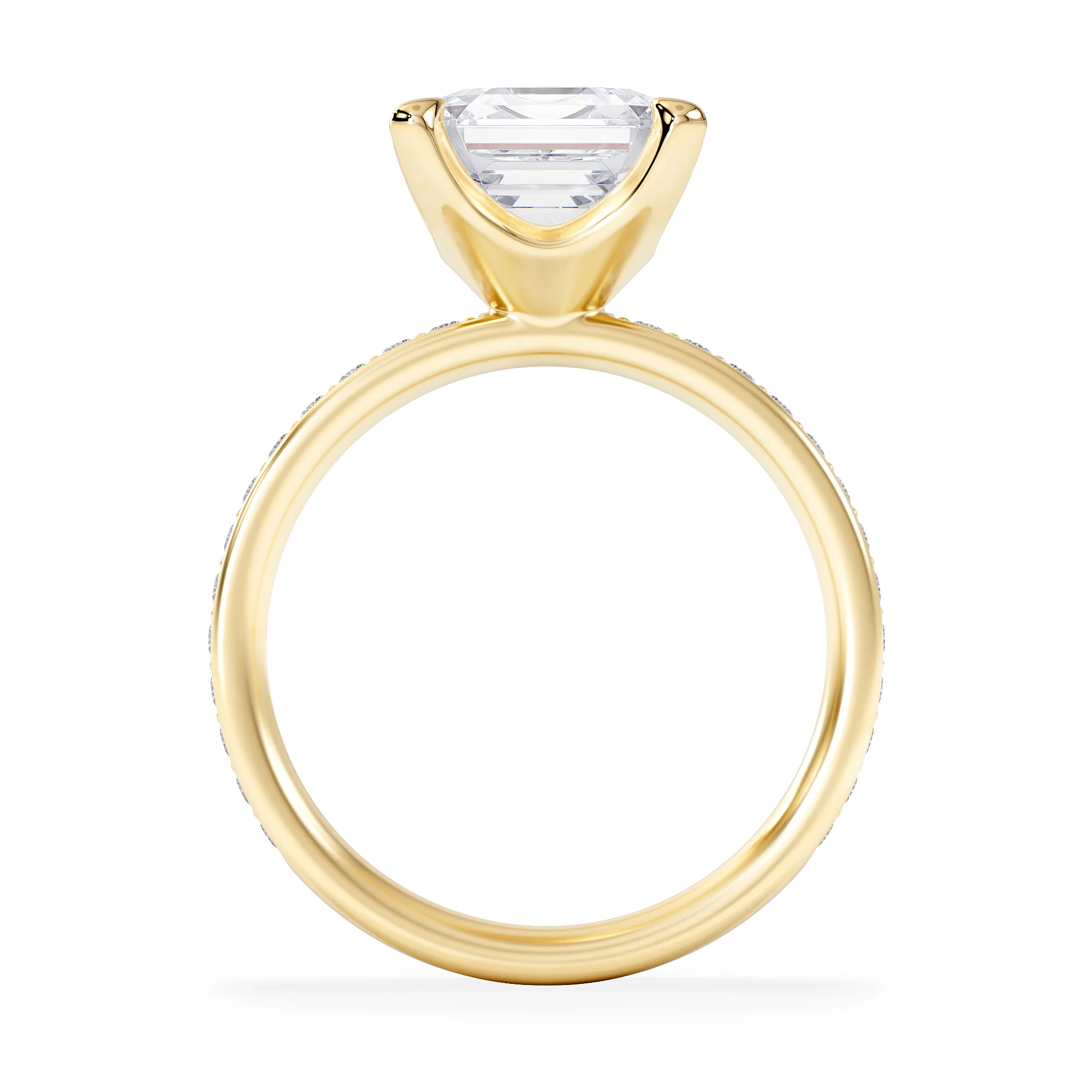 Origin 3.30ct Asscher Cut Lab Diamond Solitaire Engagement Ring with Side Stones in 18K Yellow Gold - Image 3