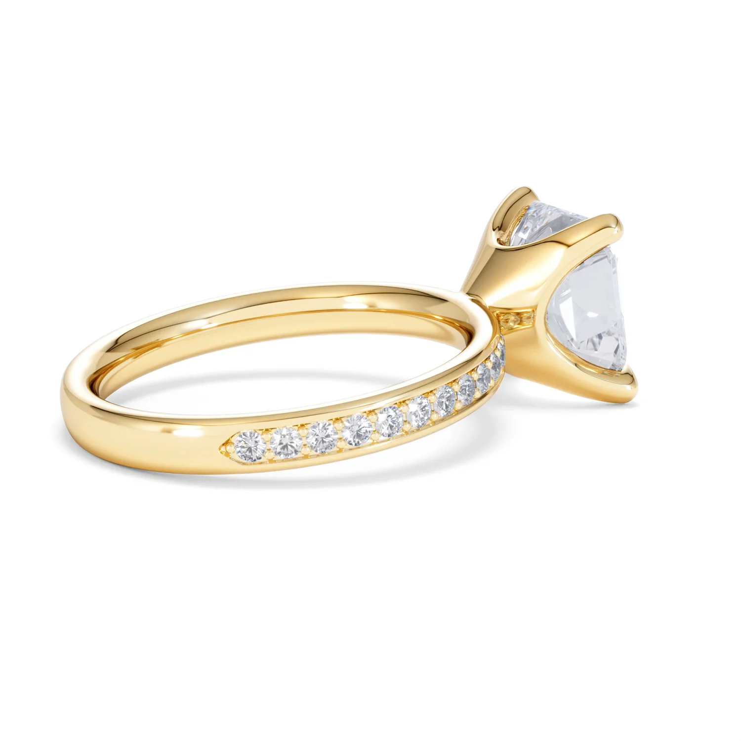 Origin 3.30ct Asscher Cut Lab Diamond Solitaire Engagement Ring with Side Stones in 18K Yellow Gold - Image 33