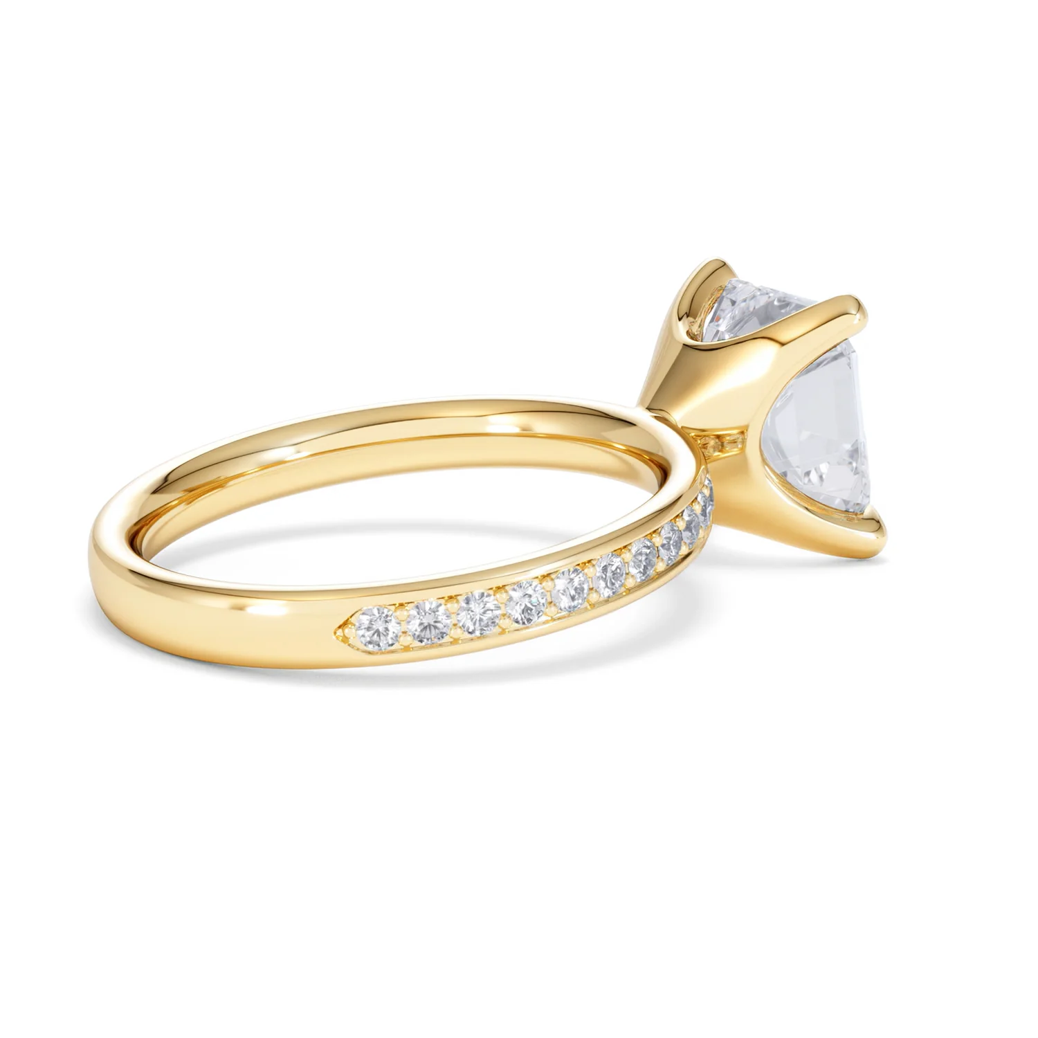 Origin 3.30ct Asscher Cut Lab Diamond Solitaire Engagement Ring with Side Stones in 18K Yellow Gold - Image 34