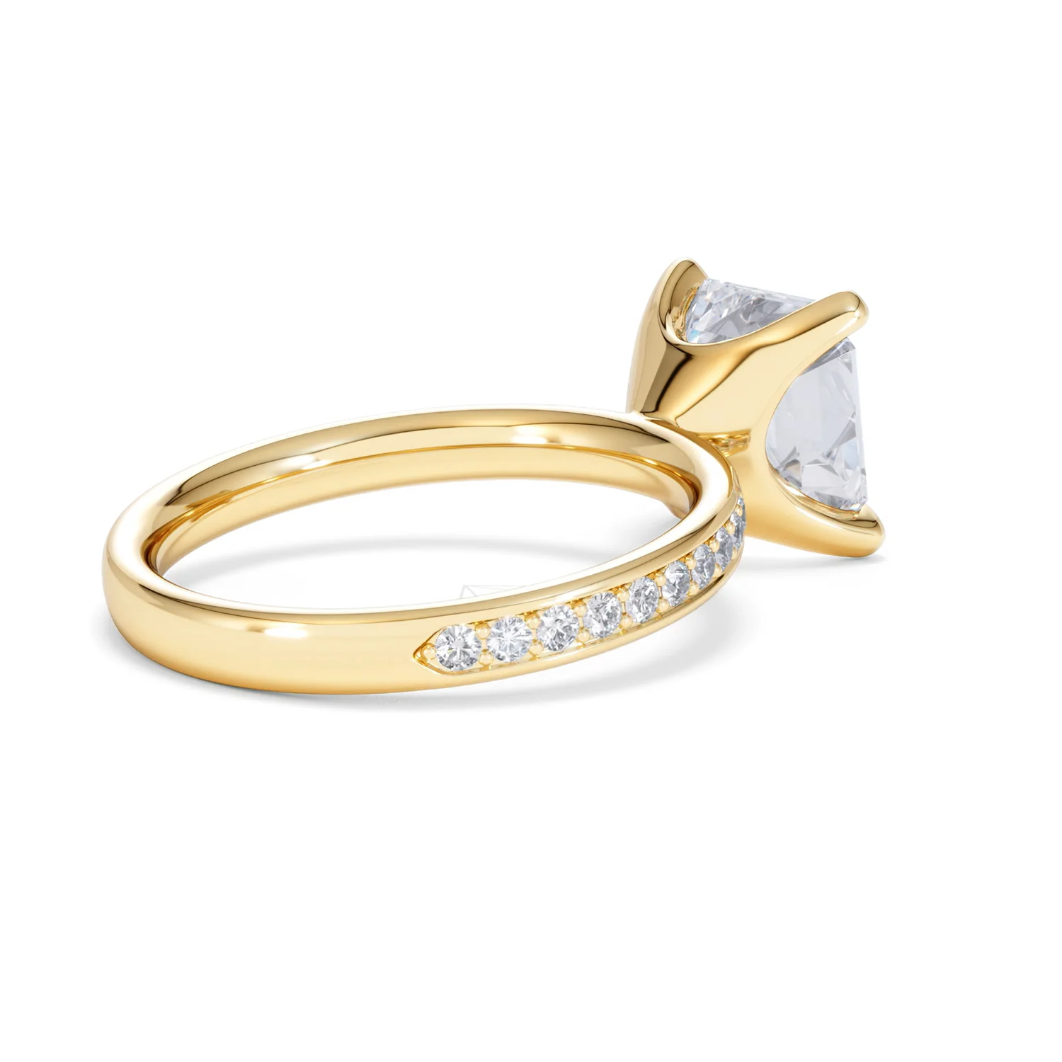 Origin 3.30ct Asscher Cut Lab Diamond Solitaire Engagement Ring with Side Stones in 18K Yellow Gold - Image 36