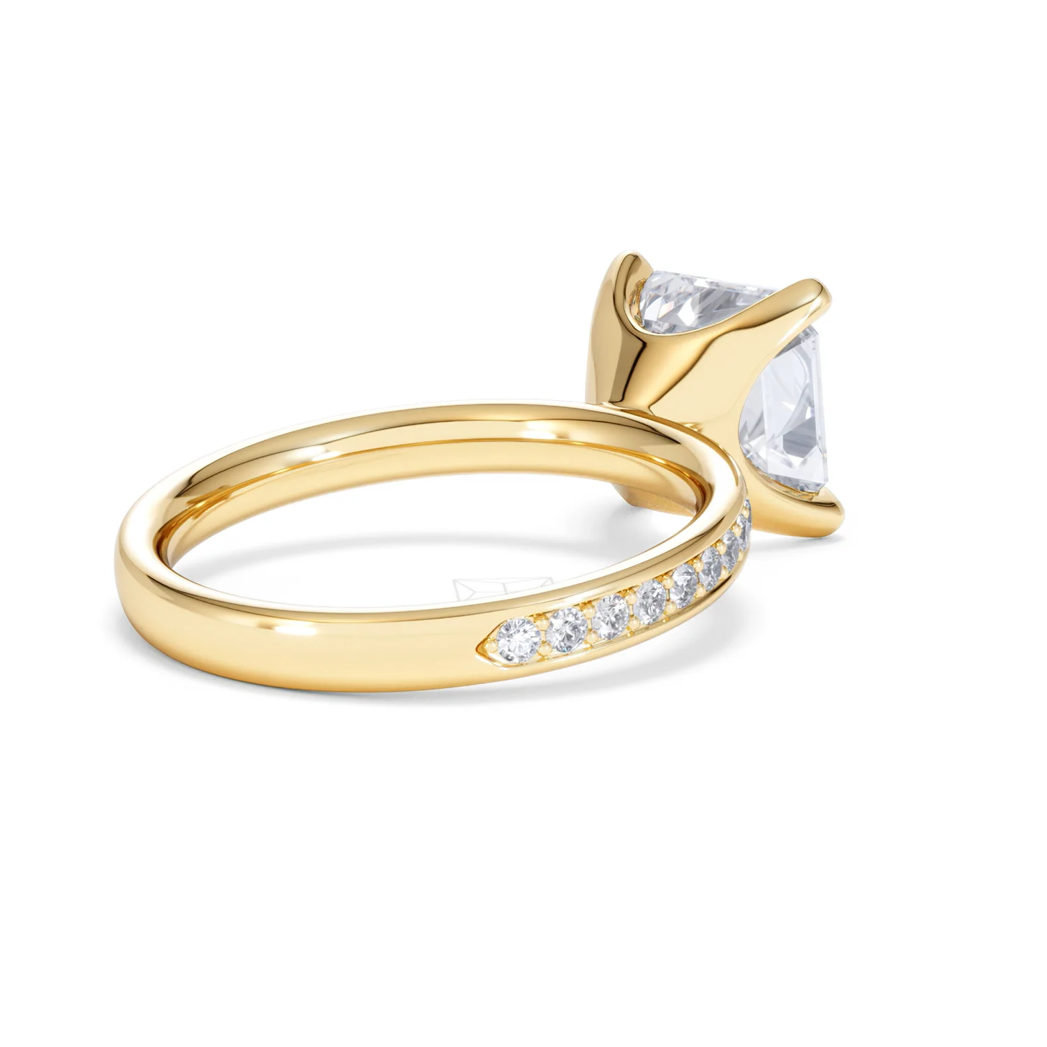 Origin 3.30ct Asscher Cut Lab Diamond Solitaire Engagement Ring with Side Stones in 18K Yellow Gold - Image 38