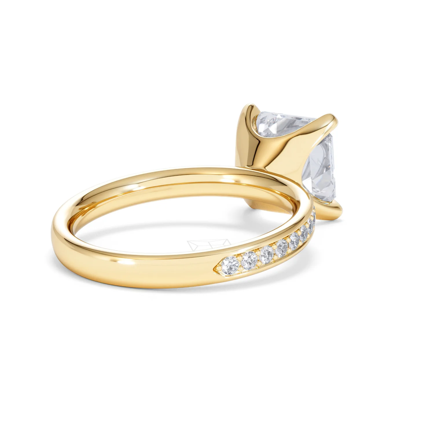 Origin 3.30ct Asscher Cut Lab Diamond Solitaire Engagement Ring with Side Stones in 18K Yellow Gold - Image 39