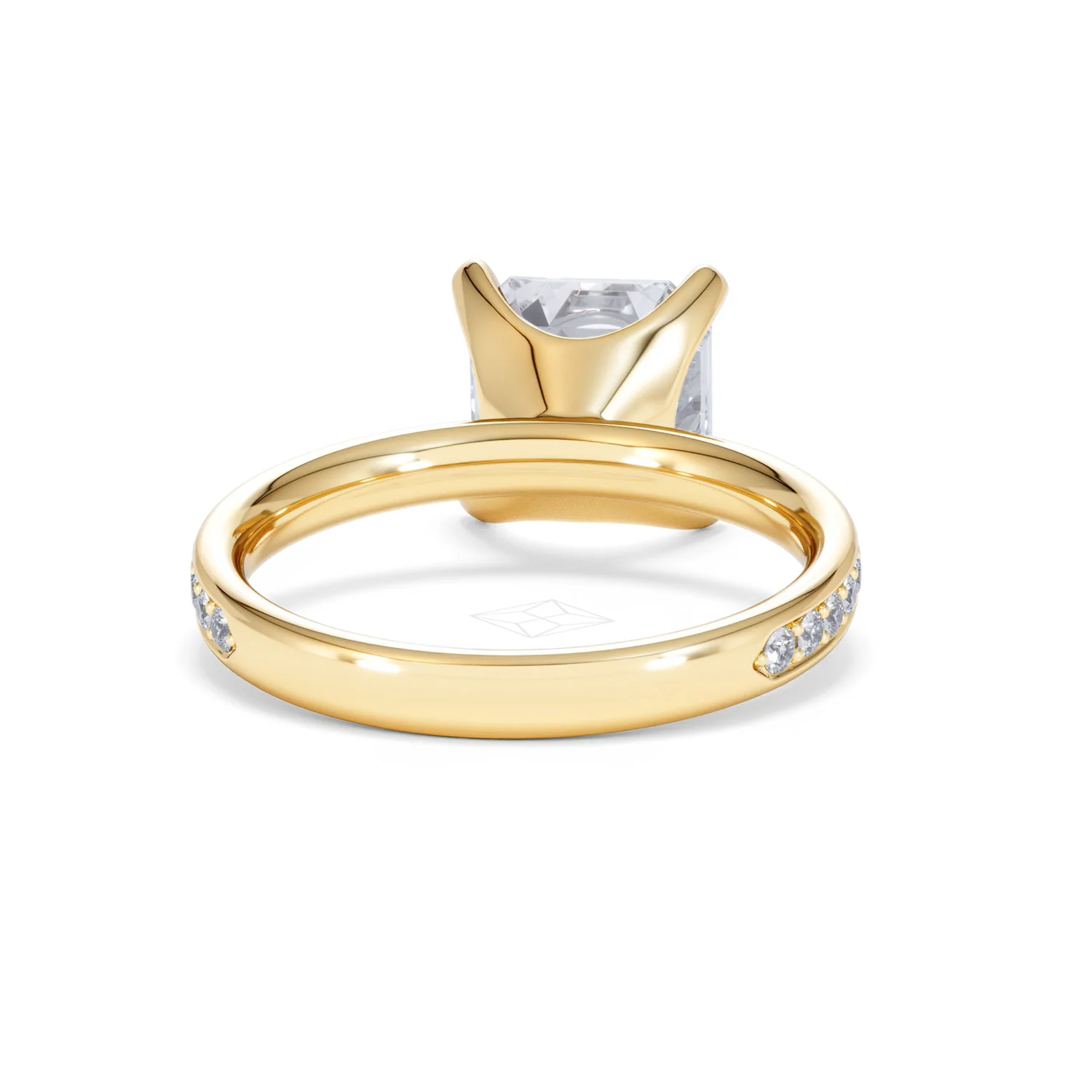 Origin 3.30ct Asscher Cut Lab Diamond Solitaire Engagement Ring with Side Stones in 18K Yellow Gold - Image 45
