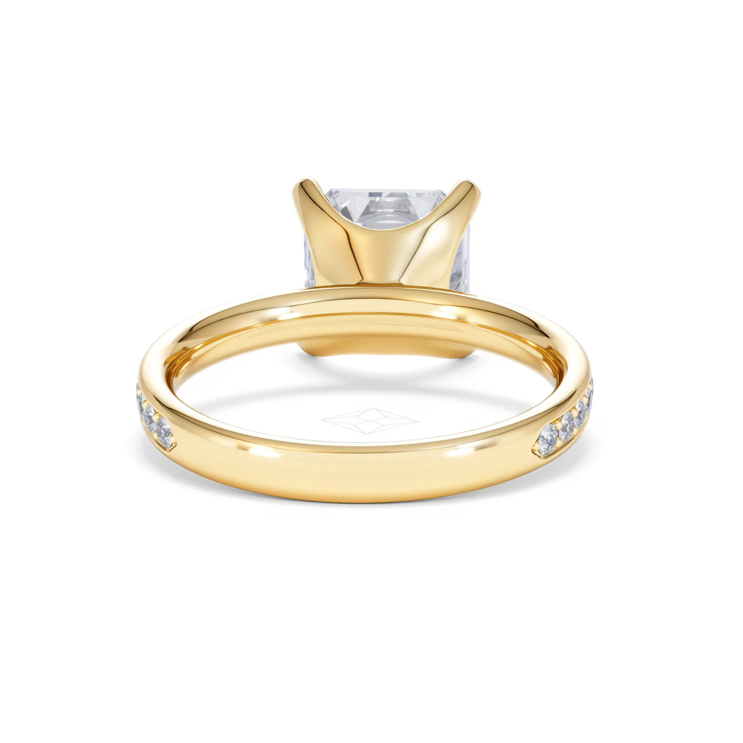 Origin 3.30ct Asscher Cut Lab Diamond Solitaire Engagement Ring with Side Stones in 18K Yellow Gold - Image 46